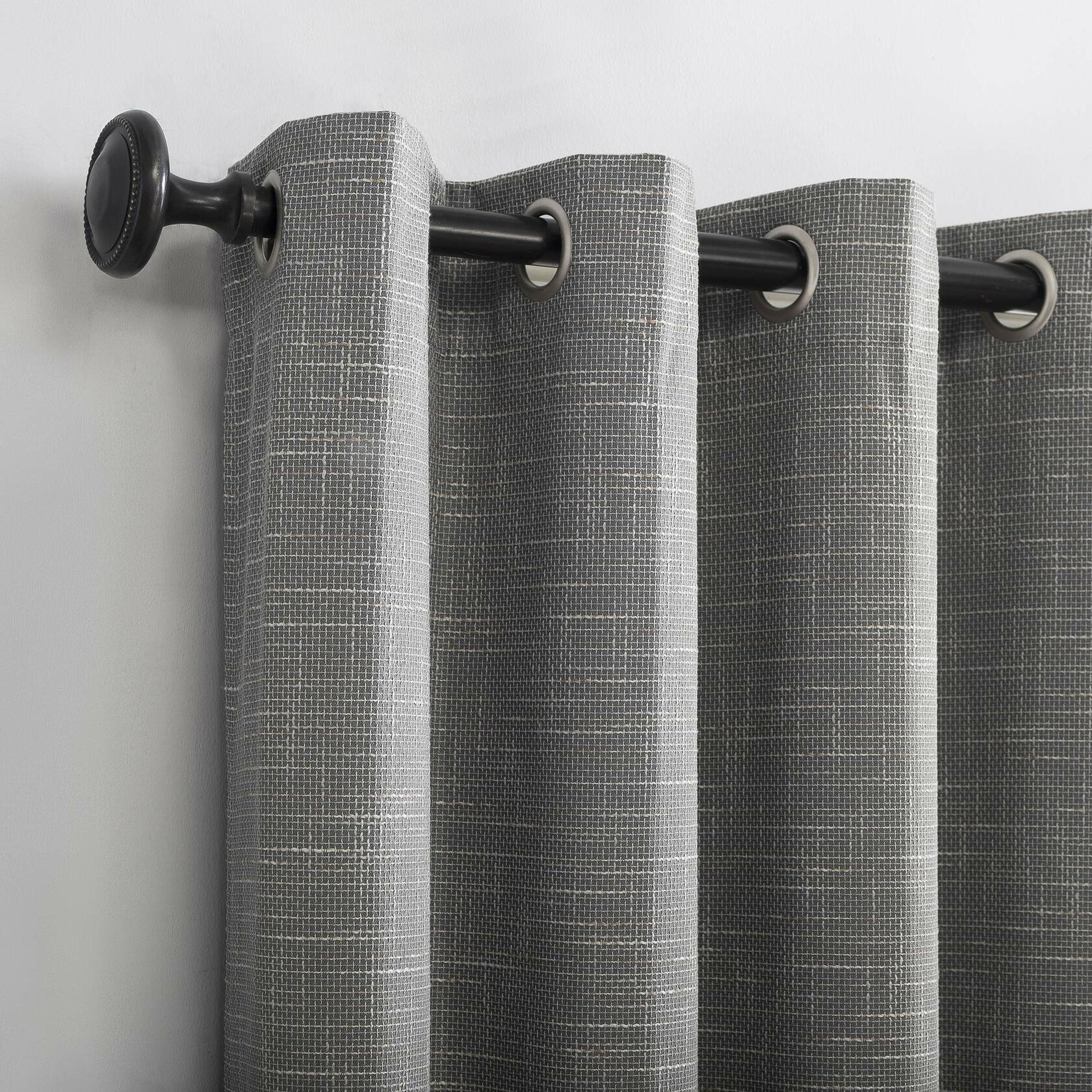 Sun Zero Brooks Burlap Weave Thermal Extreme Total Blackout Grommet Curtain Panel, 52" x 96", Gray