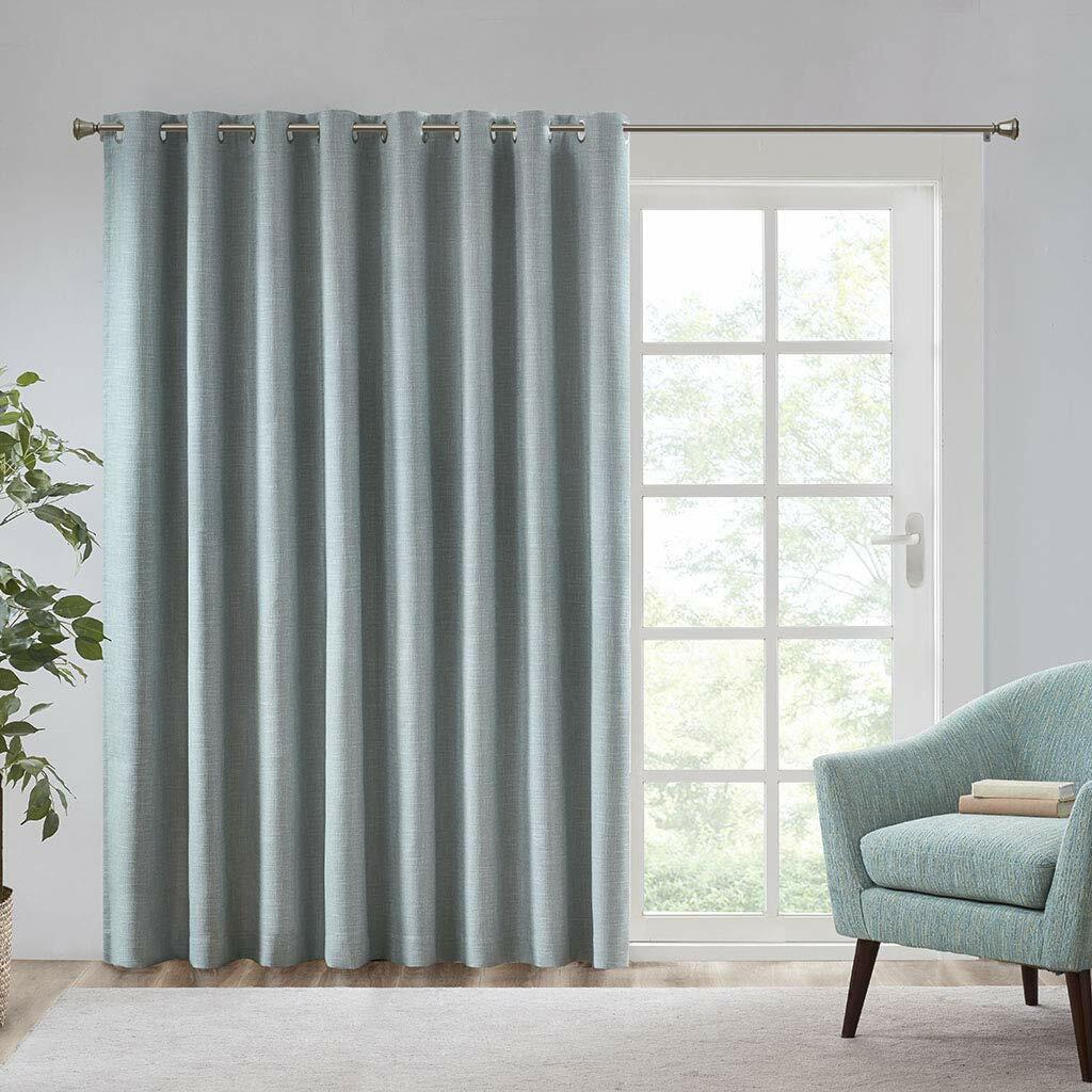 Sun Smart Maya Blackout Curtain Patio Single Window, Textured Heatherd Print, Grommet Top Living Room Décor, Thermal Insulated Light Blocking Drape for Bedroom and Apartments, 100x84, Dusty Seafoam