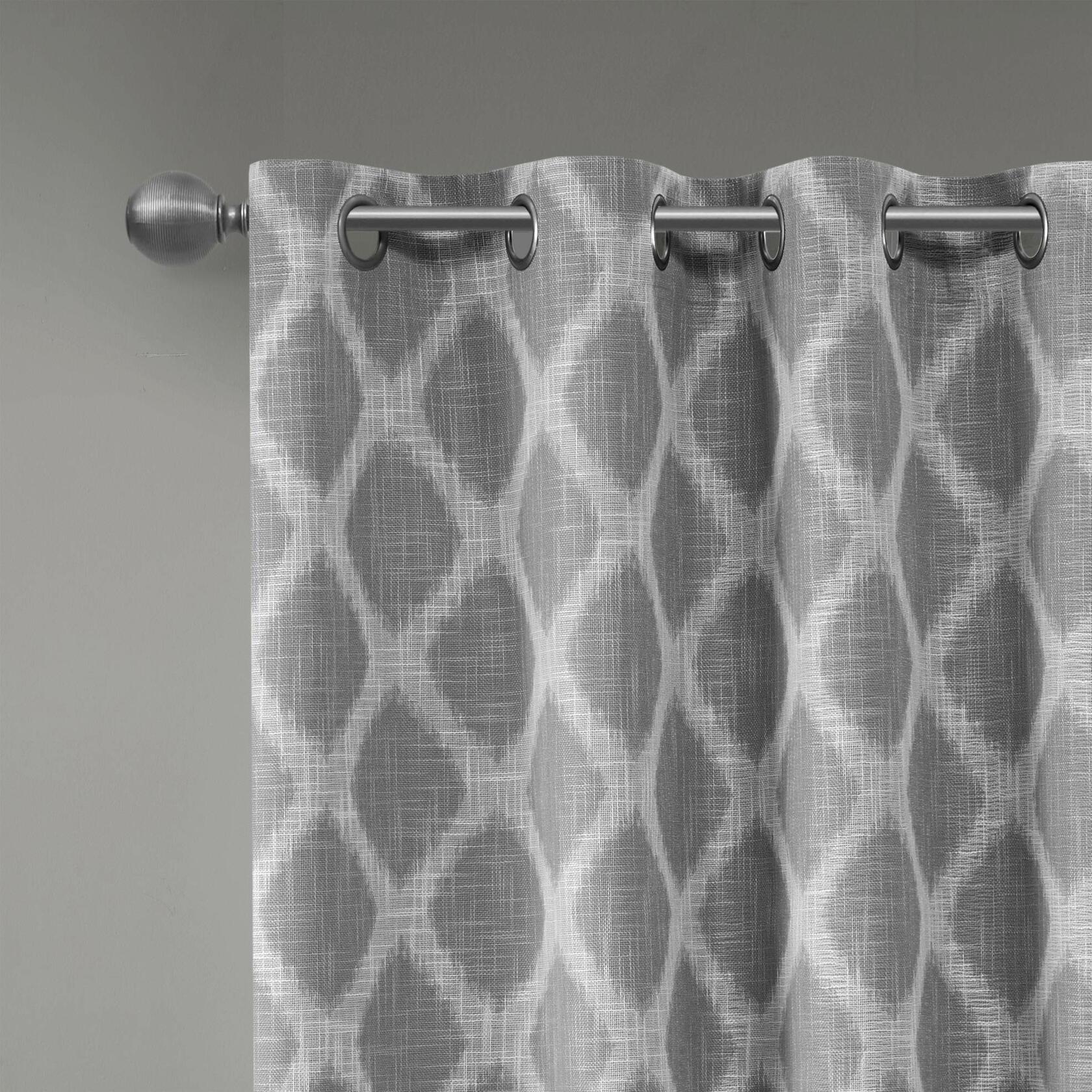 Sun Smart Blakesly Blackout Curtains Patio Window, Ikat Print, Grommet Top Living Room Decor, Living Room Decor, Thermal Insulated Light Blocking Drape for Bedroom and Apartments, 100" x 84", Grey