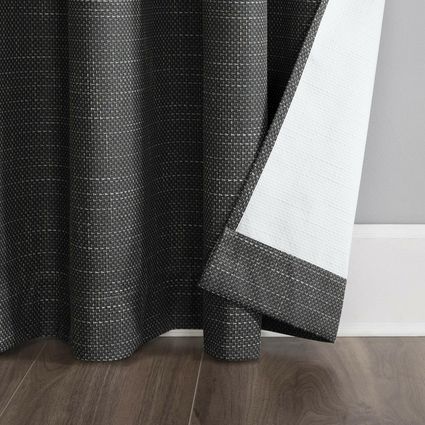 Sun Zero Brooks Burlap Weave Thermal Extreme Total Blackout Grommet Curtain Panel, 52" x 96", Coal