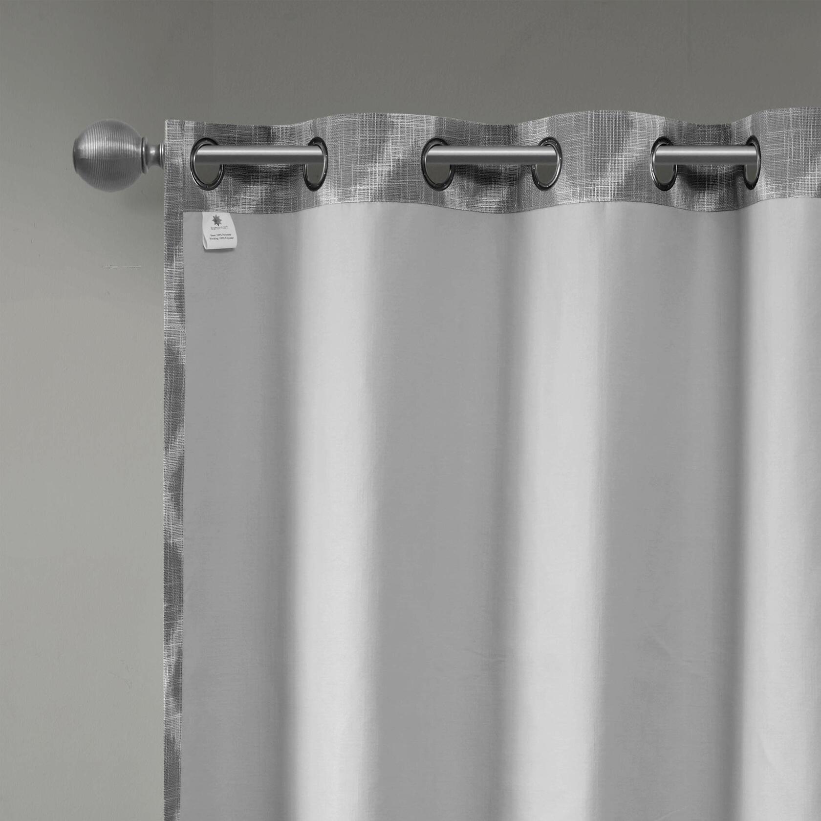 Sun Smart Blakesly Blackout Curtains Patio Window, Ikat Print, Grommet Top Living Room Decor, Living Room Decor, Thermal Insulated Light Blocking Drape for Bedroom and Apartments, 100" x 84", Grey