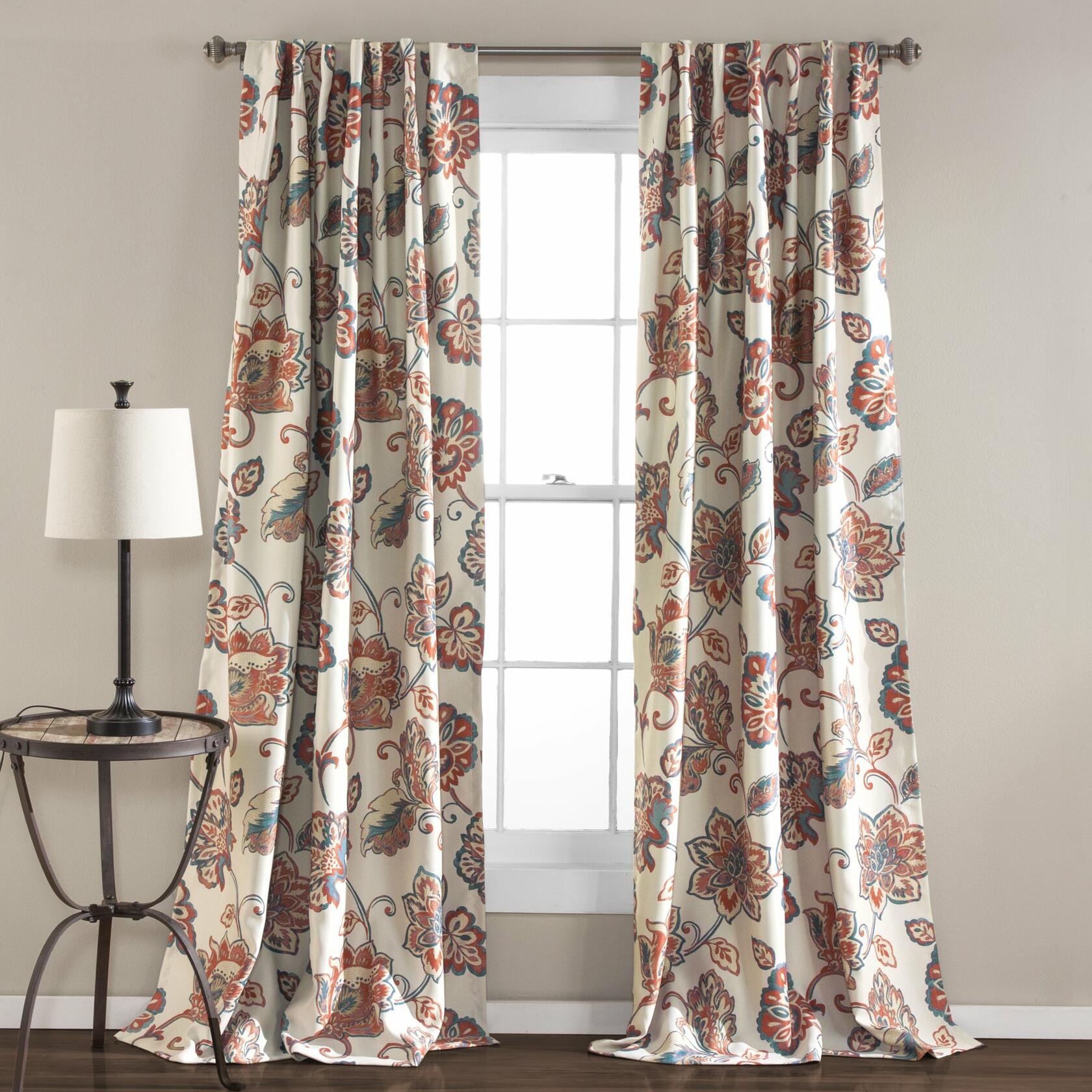 Lush Decor C42236P15-000 Aster Window Room-Darkening, Curtain Panels, 84" x 52" Pair (Paisley), Ivory