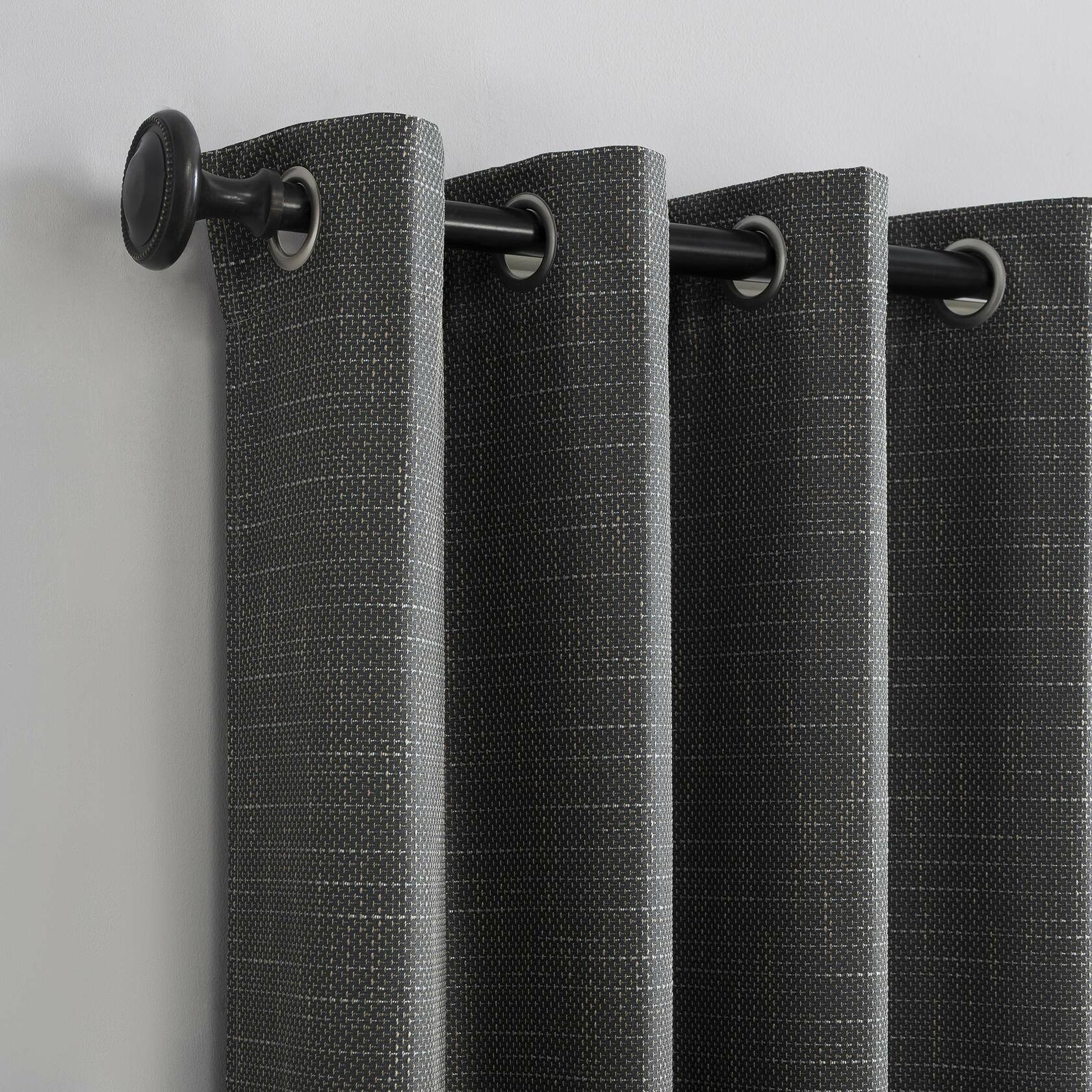 Sun Zero Brooks Burlap Weave Thermal Extreme Total Blackout Grommet Curtain Panel, 52" x 96", Coal