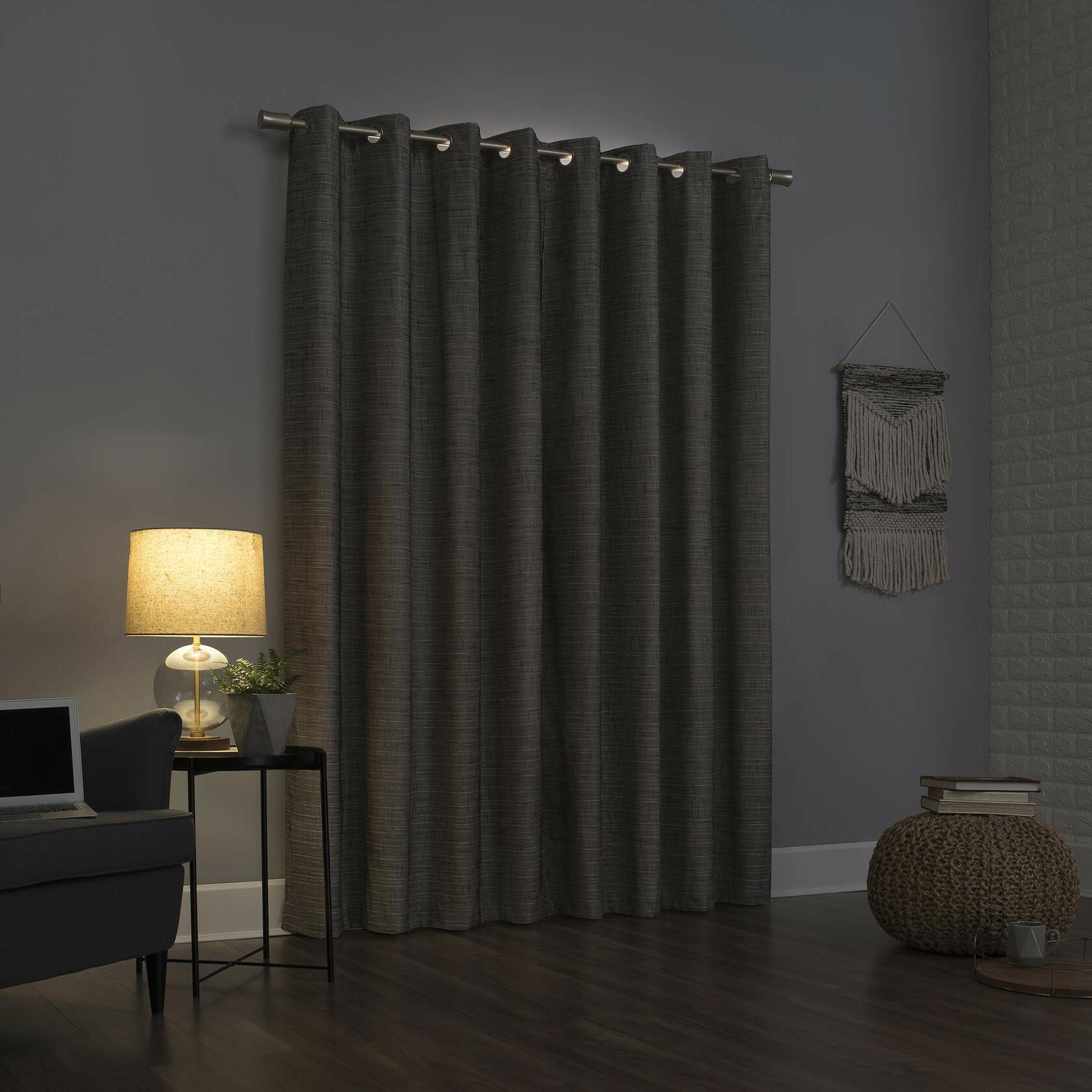Sun Zero - 56586 Brooks Burlap Weave Thermal Extreme 100% Blackout Grommet Curtain Panel, 52" x 96", Taupe/Cocoa Brown