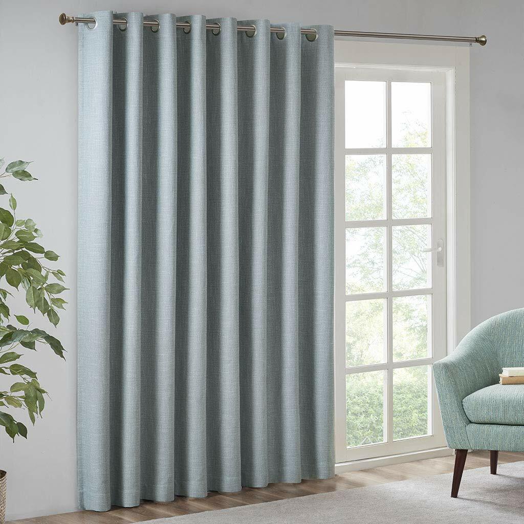 Sun Smart Maya Blackout Curtain Patio Single Window, Textured Heatherd Print, Grommet Top Living Room Décor, Thermal Insulated Light Blocking Drape for Bedroom and Apartments, 100x84, Dusty Seafoam