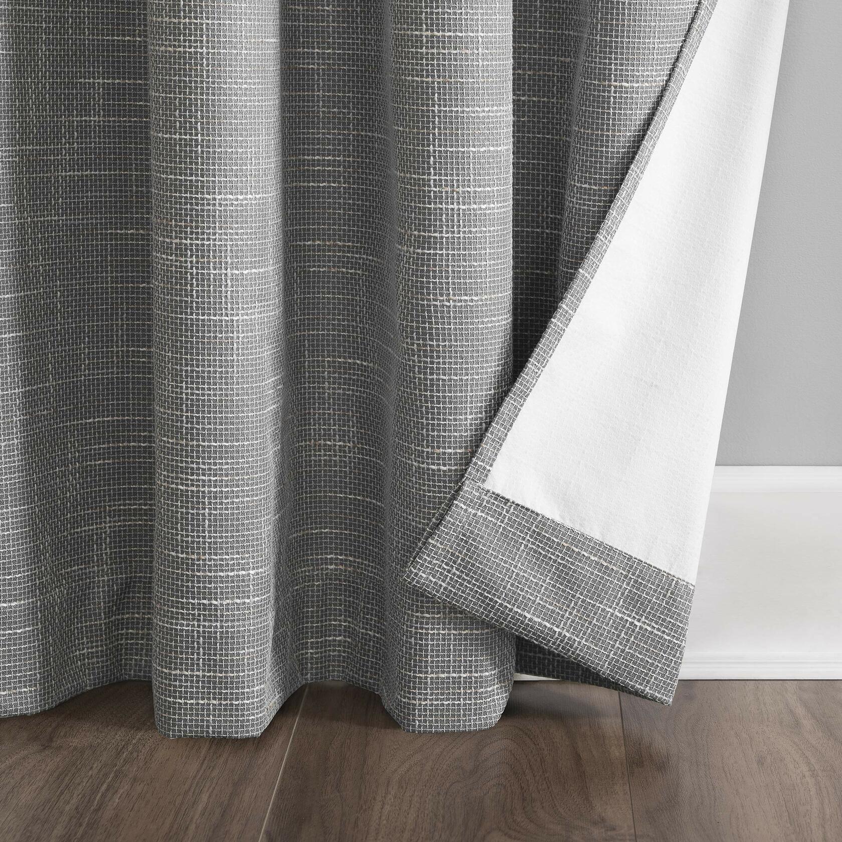Sun Zero Brooks Burlap Weave Thermal Extreme Total Blackout Grommet Curtain Panel, 52" x 96", Gray