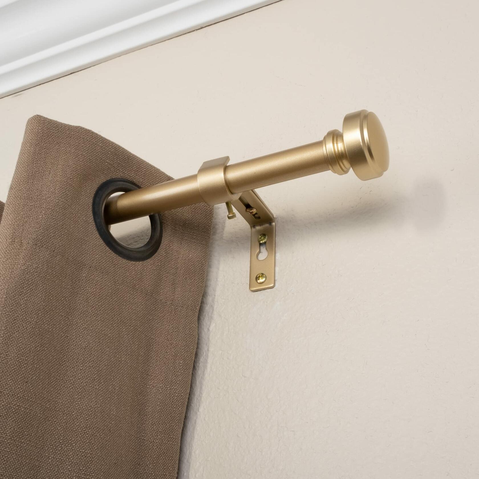 Decopolitan 3/4" Knob Curtain Rod, 36 to 72 Inches, Antique Brass