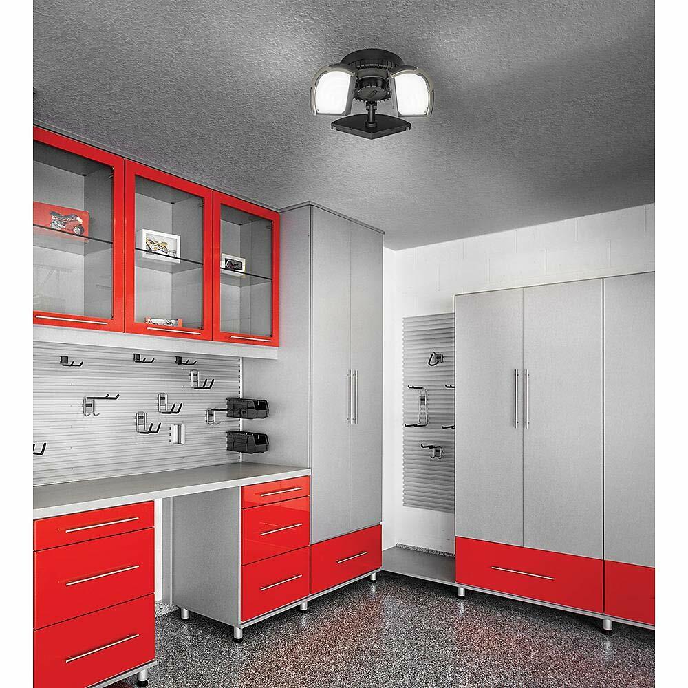 Spin Light 10 in. High Output 4000 Lumens Black LED Flush Mount Ceiling Light with 3 Adjustable Heads 5000K