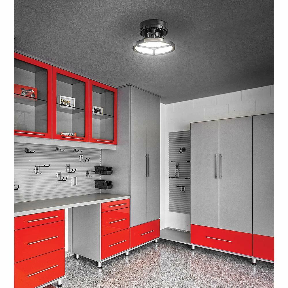 Spin Light 10 in. High Output 4000 Lumens Black LED Flush Mount Ceiling Light with 3 Adjustable Heads 5000K