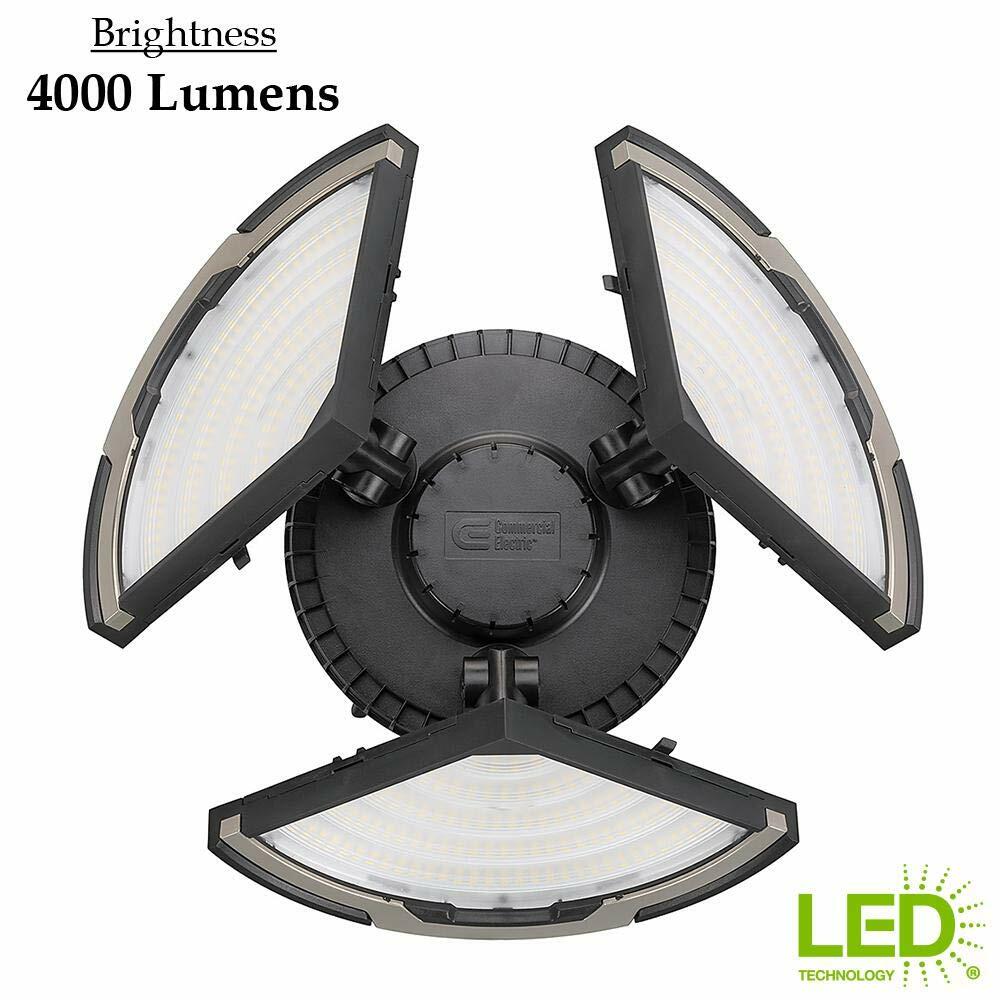 Spin Light 10 in. High Output 4000 Lumens Black LED Flush Mount Ceiling Light with 3 Adjustable Heads 5000K