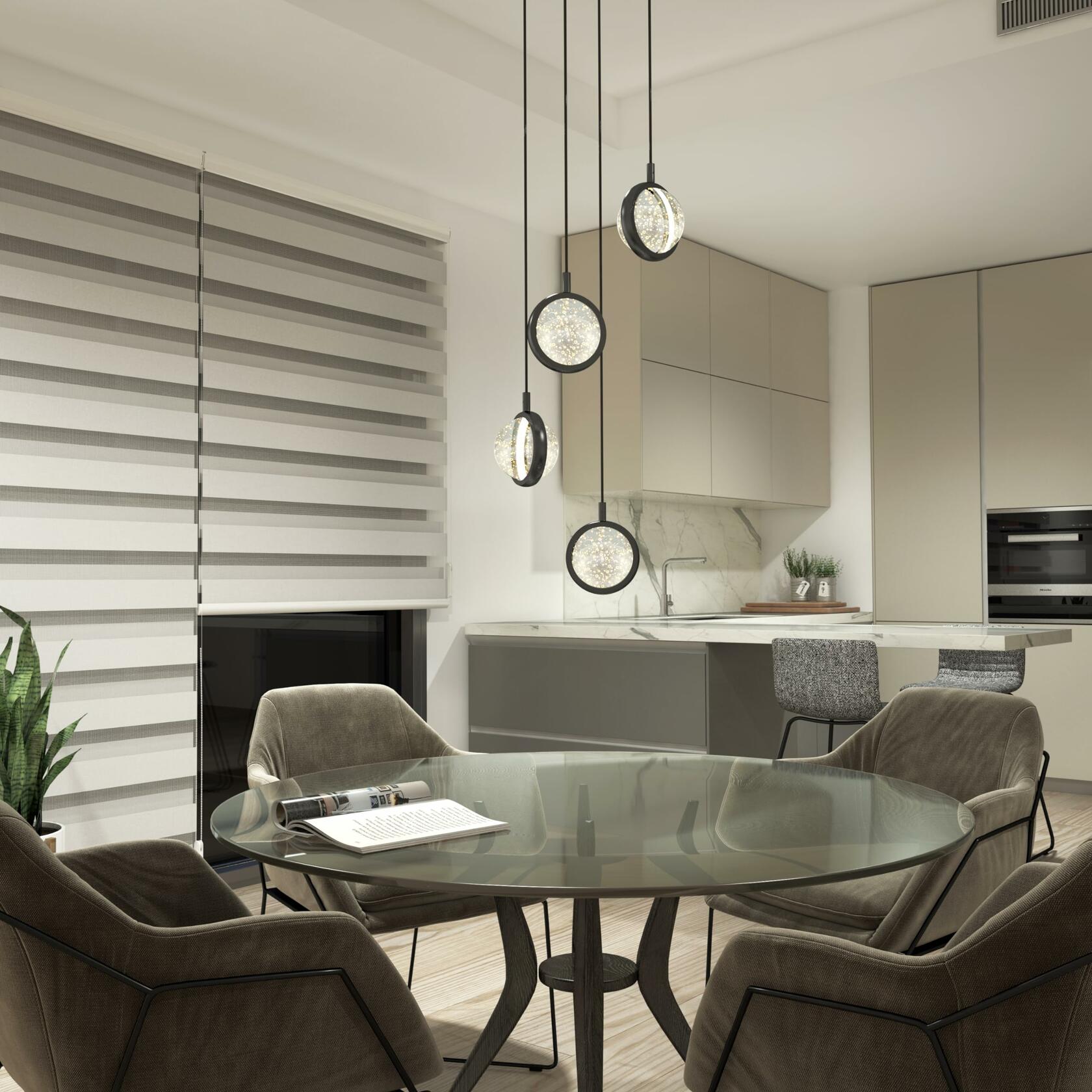 Avalon 4 Light LED Pendant Black