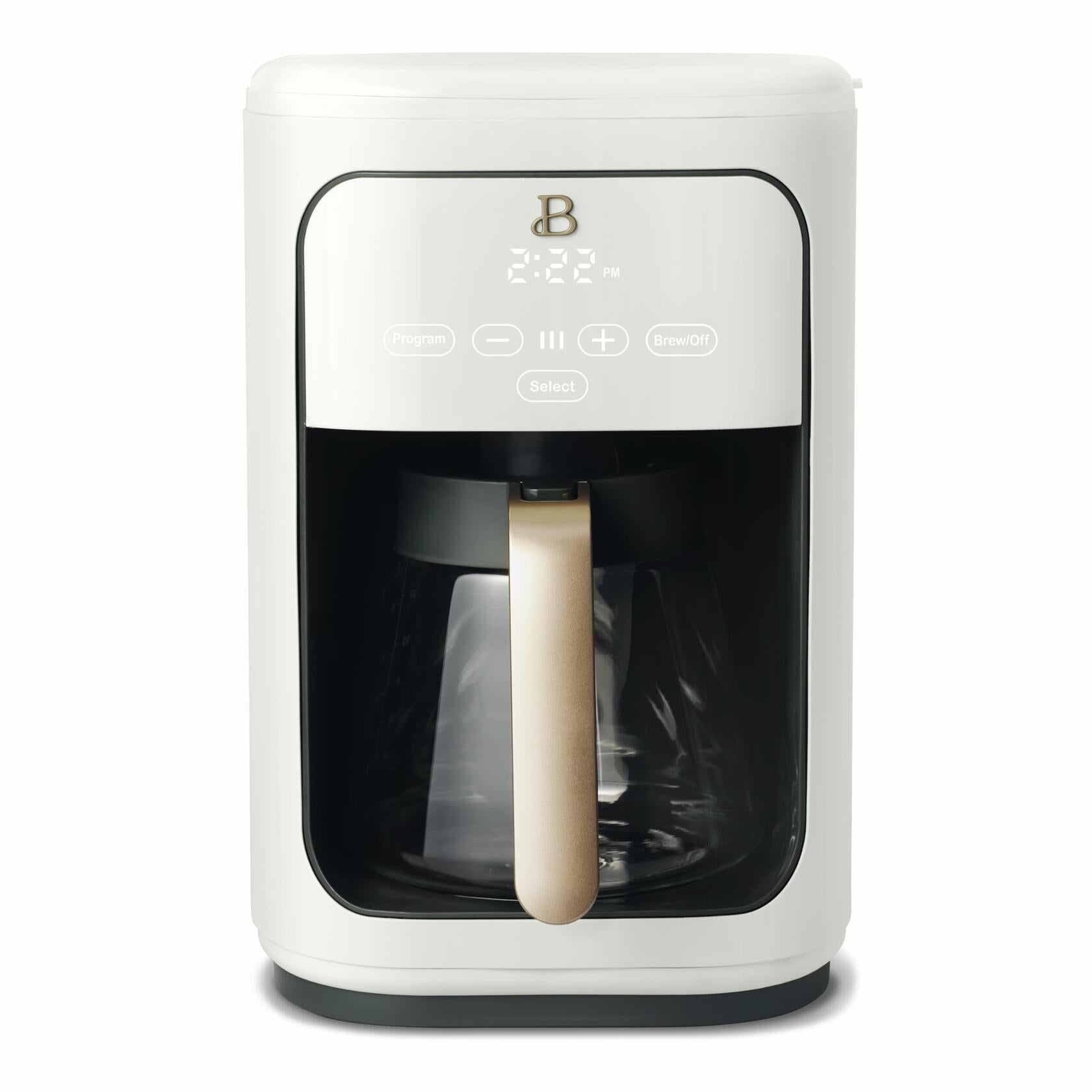 Touchscreen Coffee Maker, 14-Cup Programmable Coffee Maker with Touch-Activated Display, Kitchenware by Drew Barrymore (White Icing)