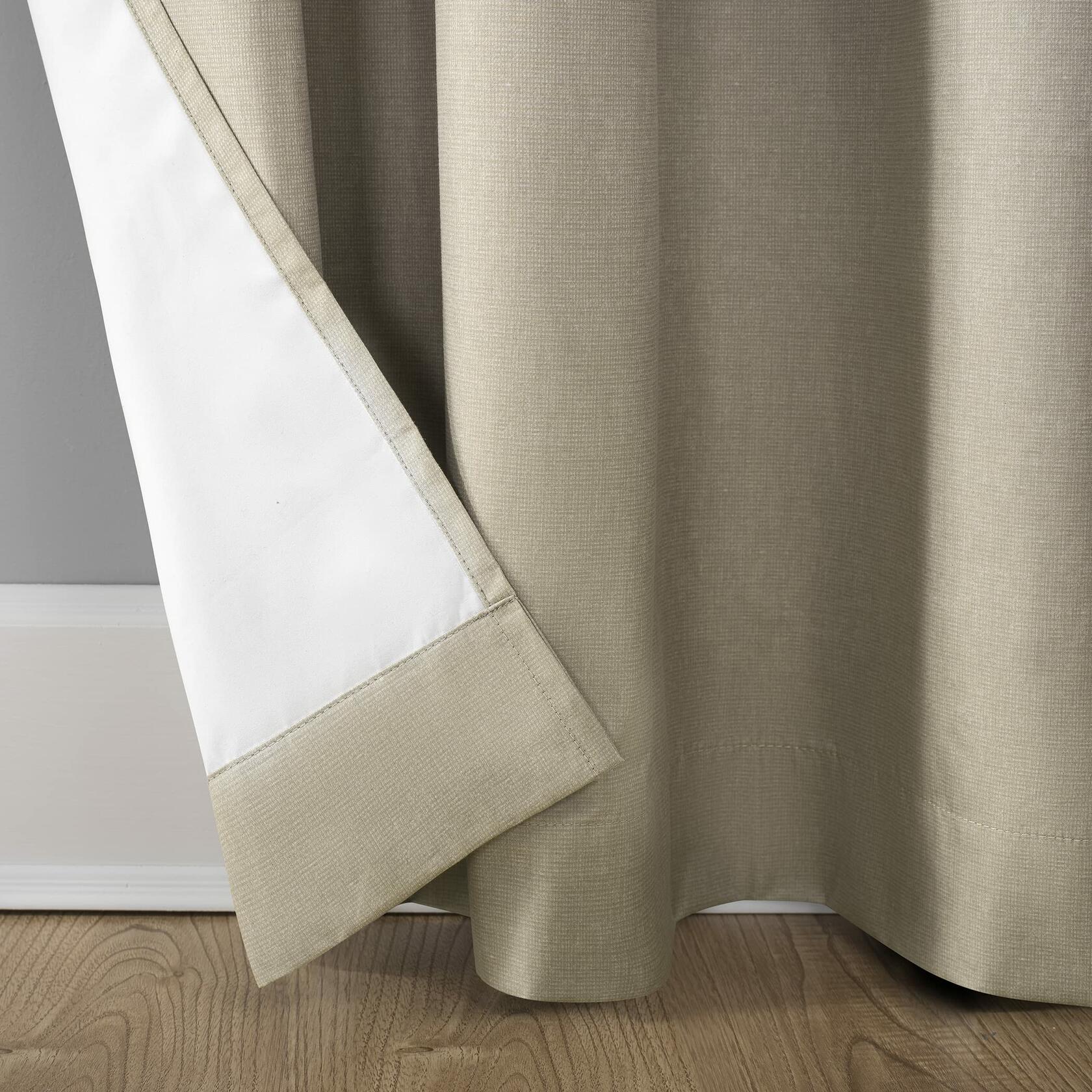 Sun Zero Columbia Thermal Insulated 100% Blackout Grommet Curtain Single Panel, 50" x 84", Linen Off-white
