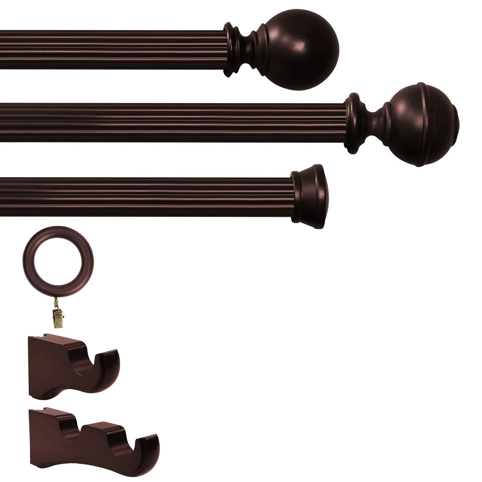 Lumi 1-3/8 in. Window Treatments Wood End Cap Finials (2-Pack) (Mahogany)