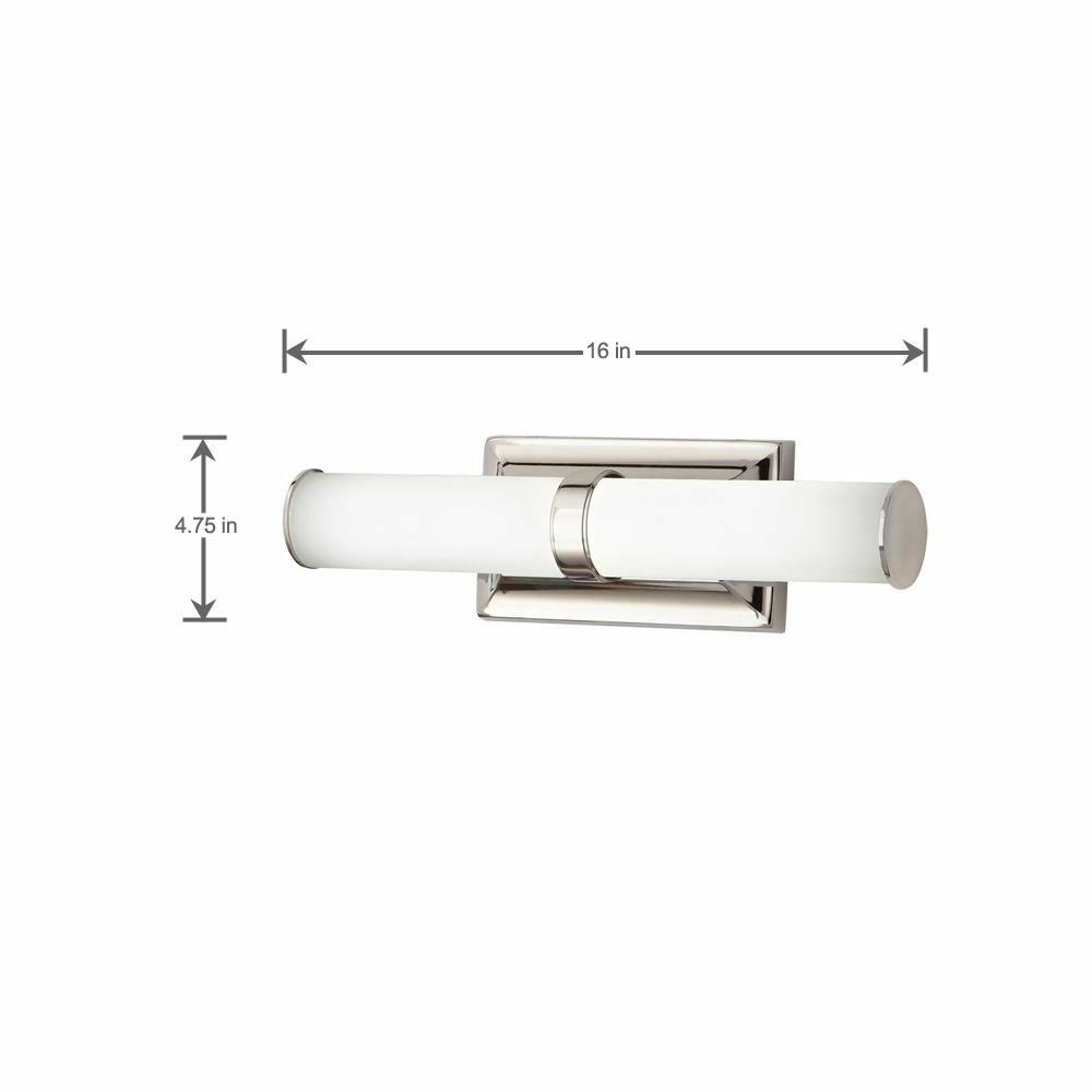Home Decorators Collection 12-Watt Polished Nickel Integrated LED Bath Light with Tube Etched Glass