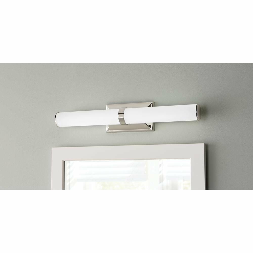 23-Watt Polished Nickel Integrated LED Bath Light with Tube Etched Glass