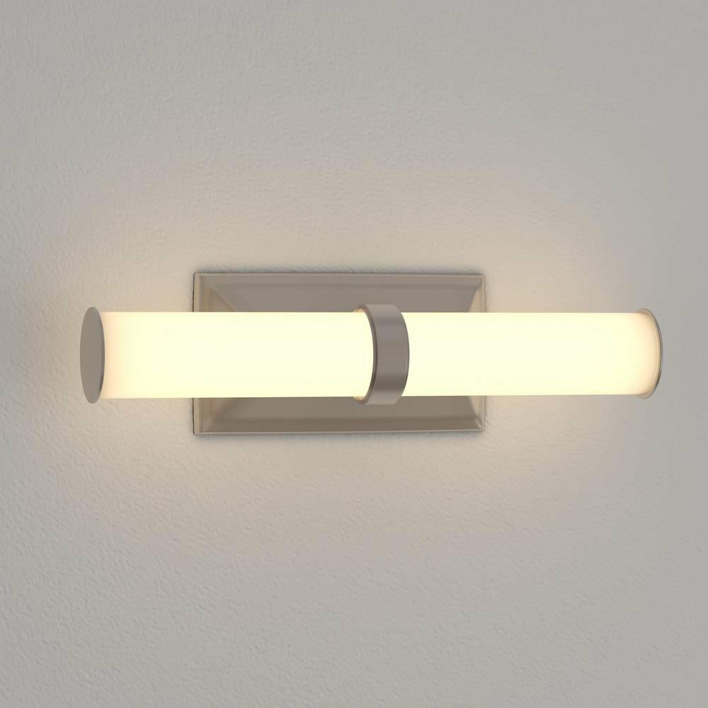 23-Watt Polished Nickel Integrated LED Bath Light with Tube Etched Glass