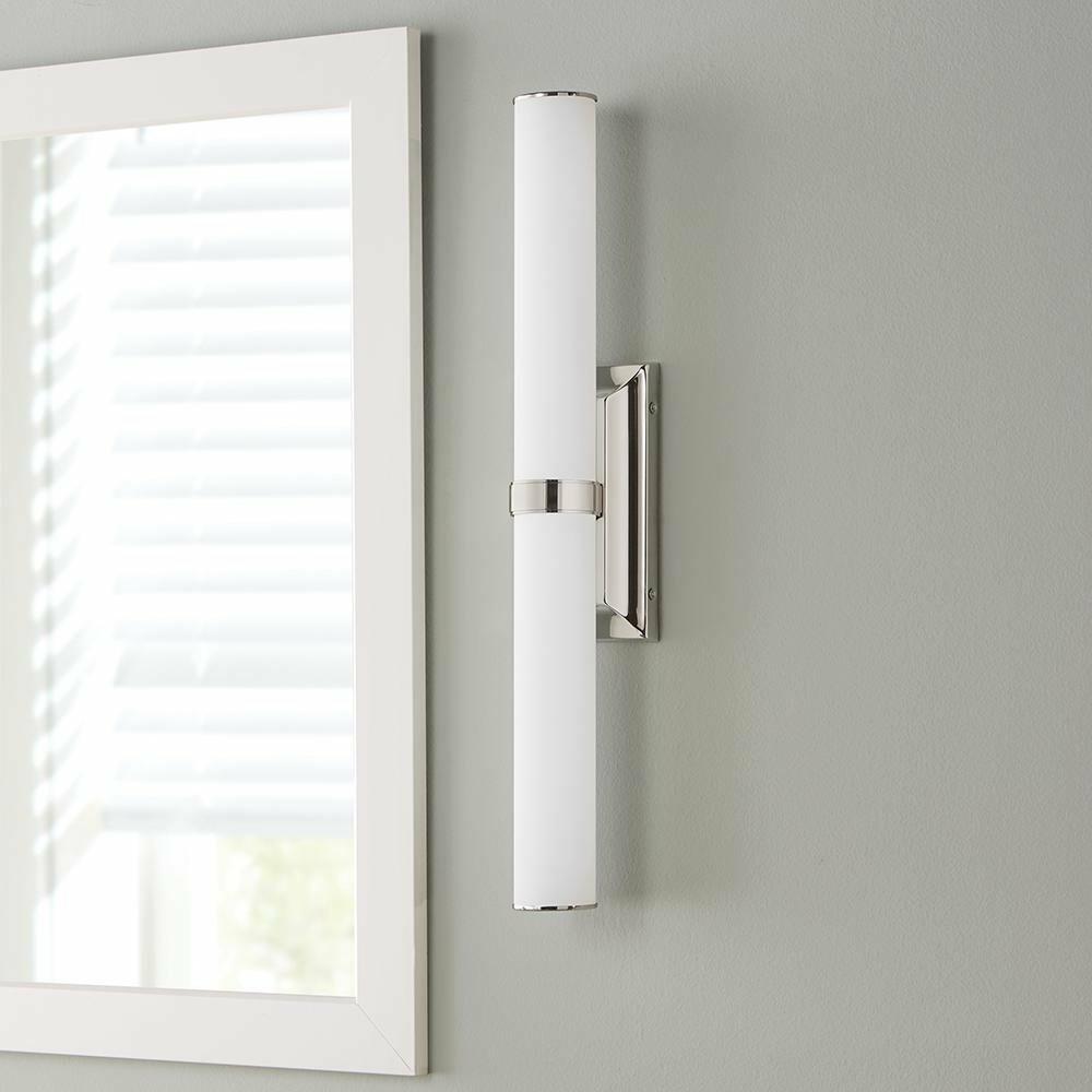 23-Watt Polished Nickel Integrated LED Bath Light with Tube Etched Glass