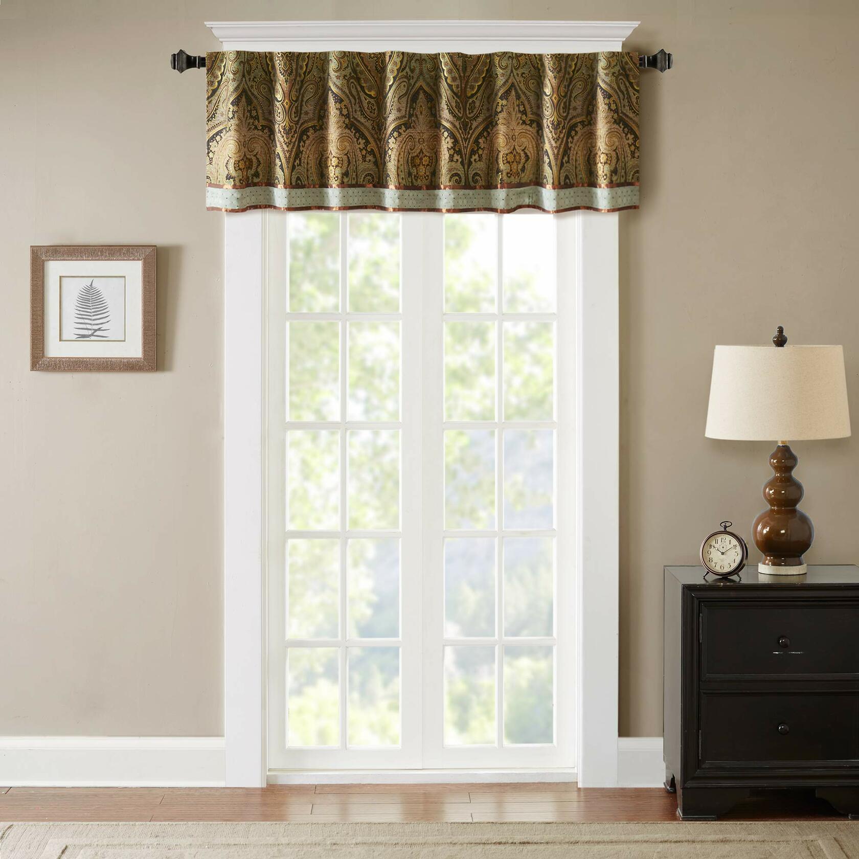 Hampton Hill "Canovia Springs Rod Pocket Valance, Jacquard Print Valances for Windows, 54X18, Multi, Brown (FB41-1131)