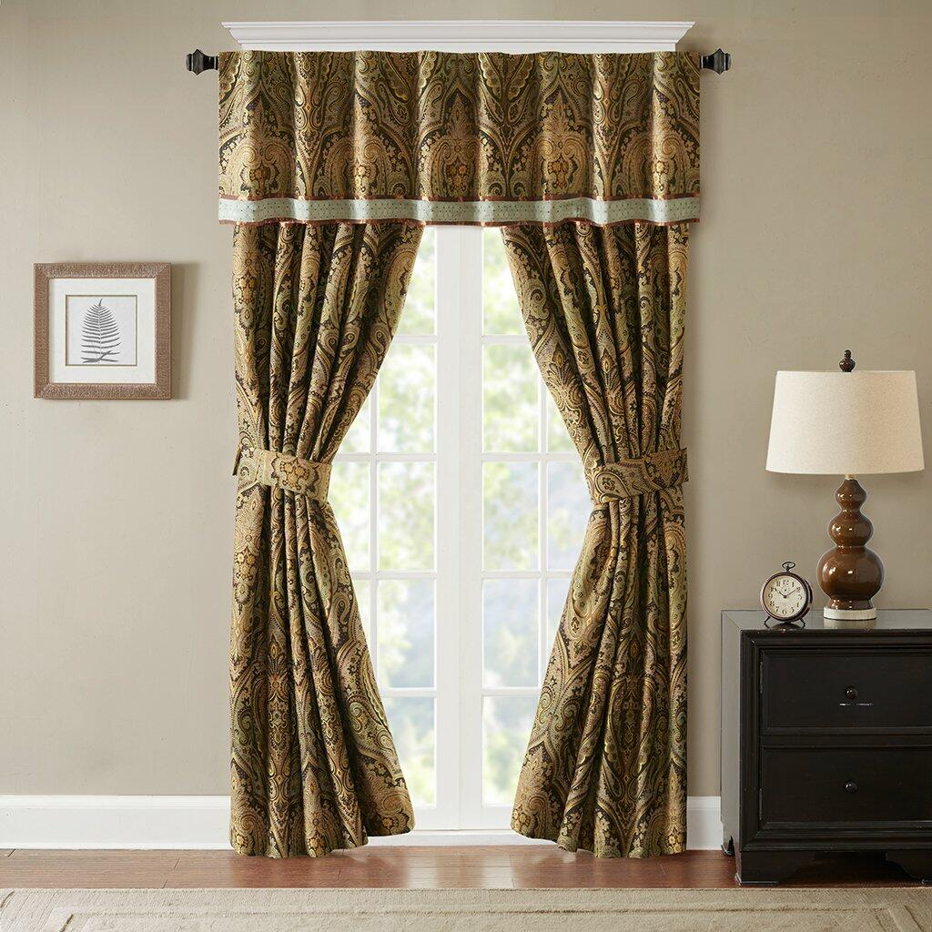 Hampton Hill "Canovia Springs Rod Pocket Valance, Jacquard Print Valances for Windows, 54X18, Multi, Brown (FB41-1131)