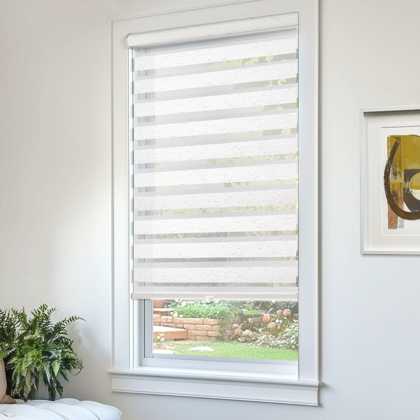 CHICOLOGY Zebra Blinds, Roller Window Shades, Blinds for Windows, Roller Shades for Windows, Window Shades for Home, Window Shades, Pull Down Shades for Windows, 21" W X 72" H, Basic Natural
