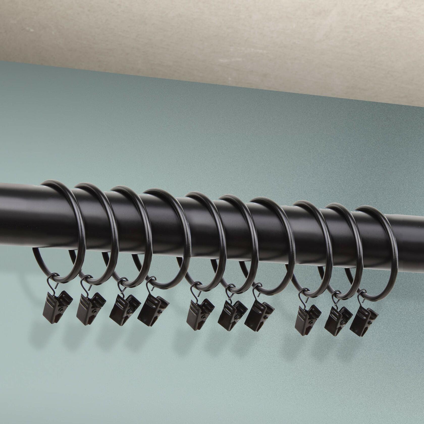 Rod Desyne 2 inch Curtain Rings w/Clip, Black