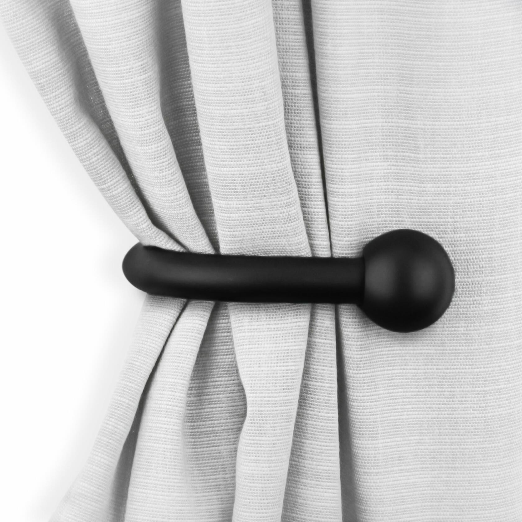 Chicology Classic Ball Finial Tie Pair Hook Backs, Set of 2, Essential Black (100% Steel)