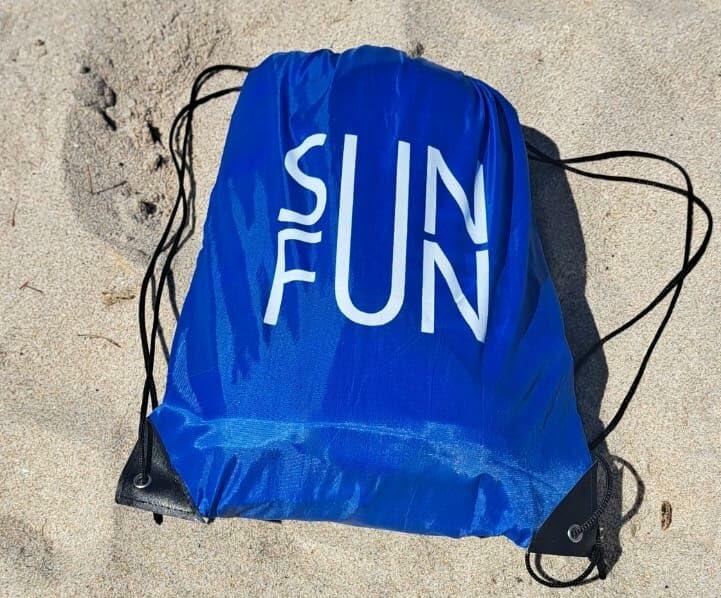 SUNFUN Beach Blanket Picnic Mat Sandproof Waterproof Foldable, Soft Touch as Cotton, Outdoor Activity, Backpack Included Anchored with 4 Plastic Stakes, Blue Tiger in Jungle