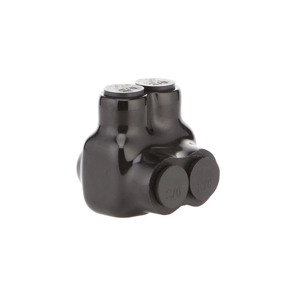 14 AWG to 2/0 AWG Dual-Rated 2-Port 1-Sided Entry Insulated Multiple Tap Connector, Black