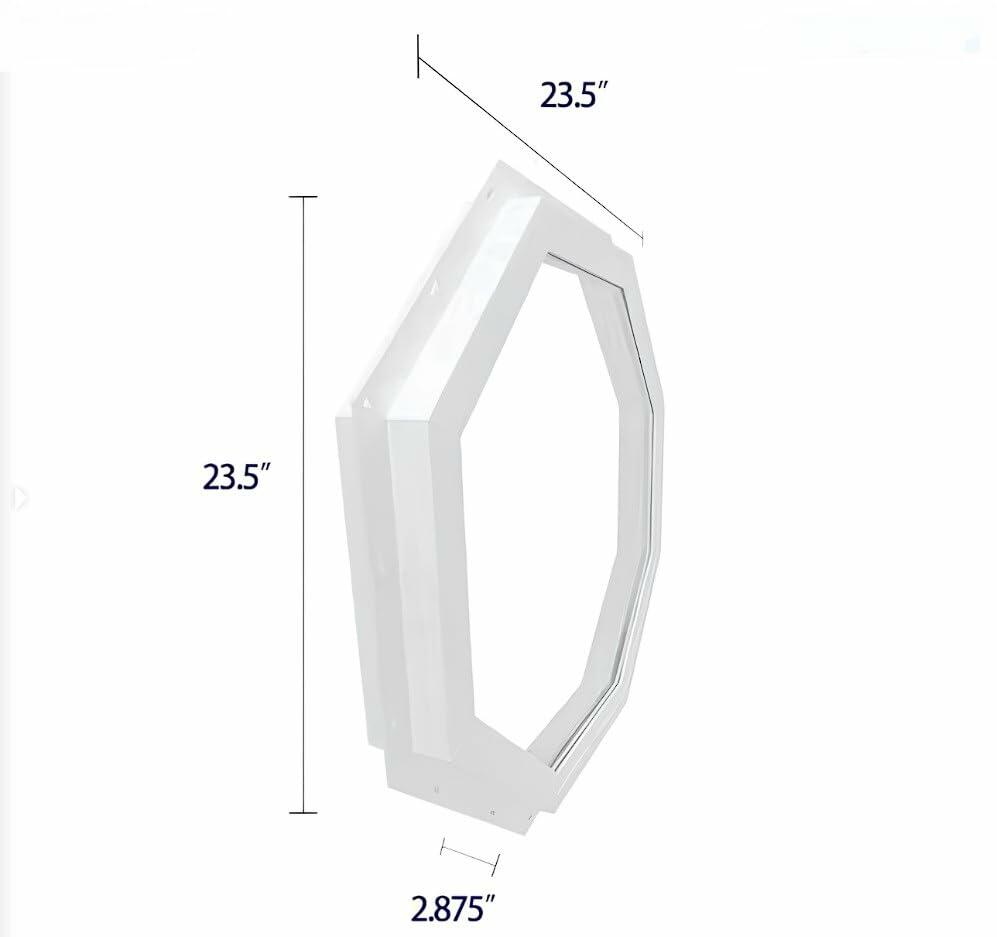 Reliabilt 24"x24" Vinyl Octagon Fixed Window with Insulated Clear Glass, Heavy-Duty Frame, Energy Efficient - White (Without Grill)