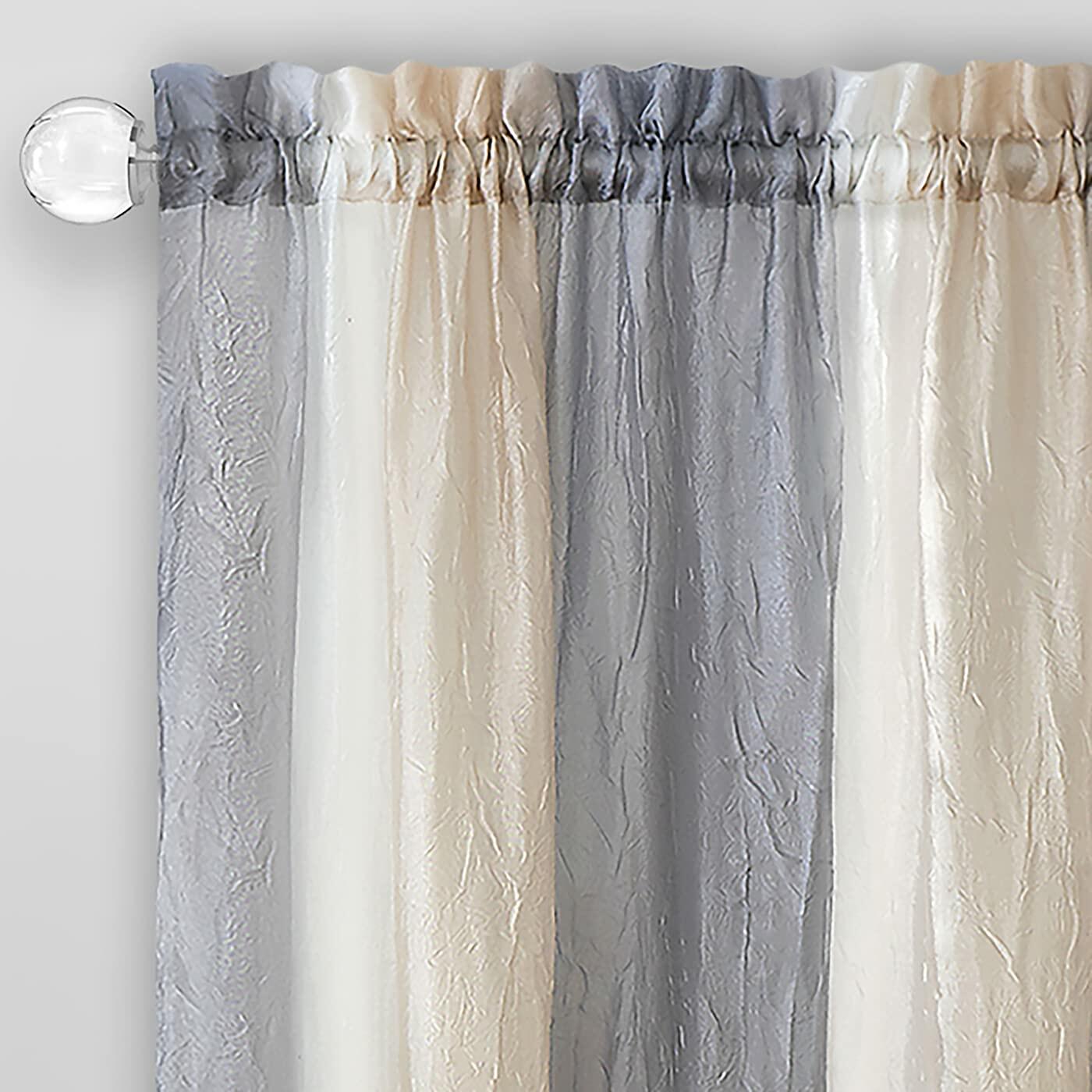 Ombre Window Curtain Tie Up Shade - 50 Inch Width, 63 Inch Length, 2-inch Rod Pocket - Grey - Ultra-Soft Light Filtering Fabric with Vertical Variegated Design - Machine Washable by Achim Home Decor