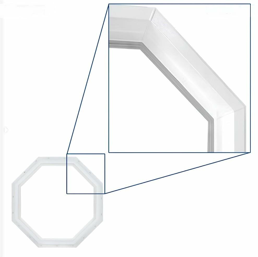 Reliabilt 24"x24" Vinyl Octagon Fixed Window with Insulated Clear Glass, Heavy-Duty Frame, Energy Efficient - White (Without Grill)