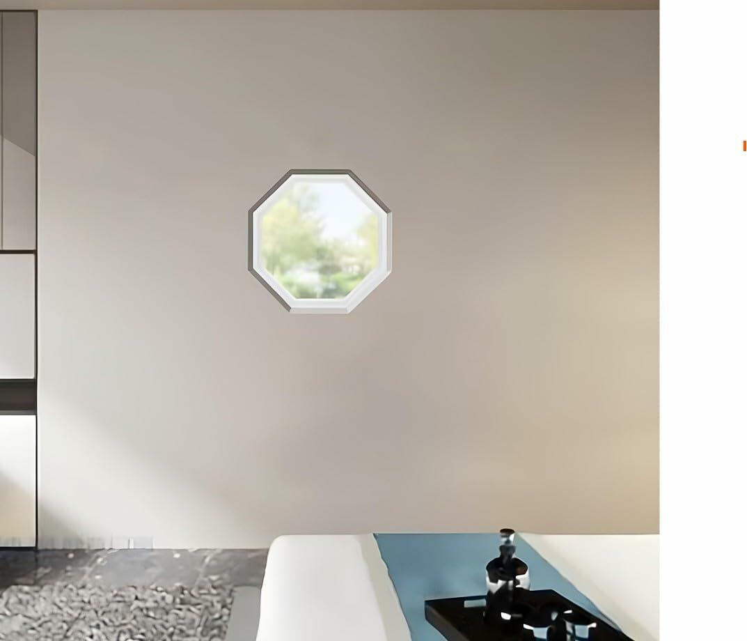 Reliabilt 24"x24" Vinyl Octagon Fixed Window with Insulated Clear Glass, Heavy-Duty Frame, Energy Efficient - White (Without Grill)