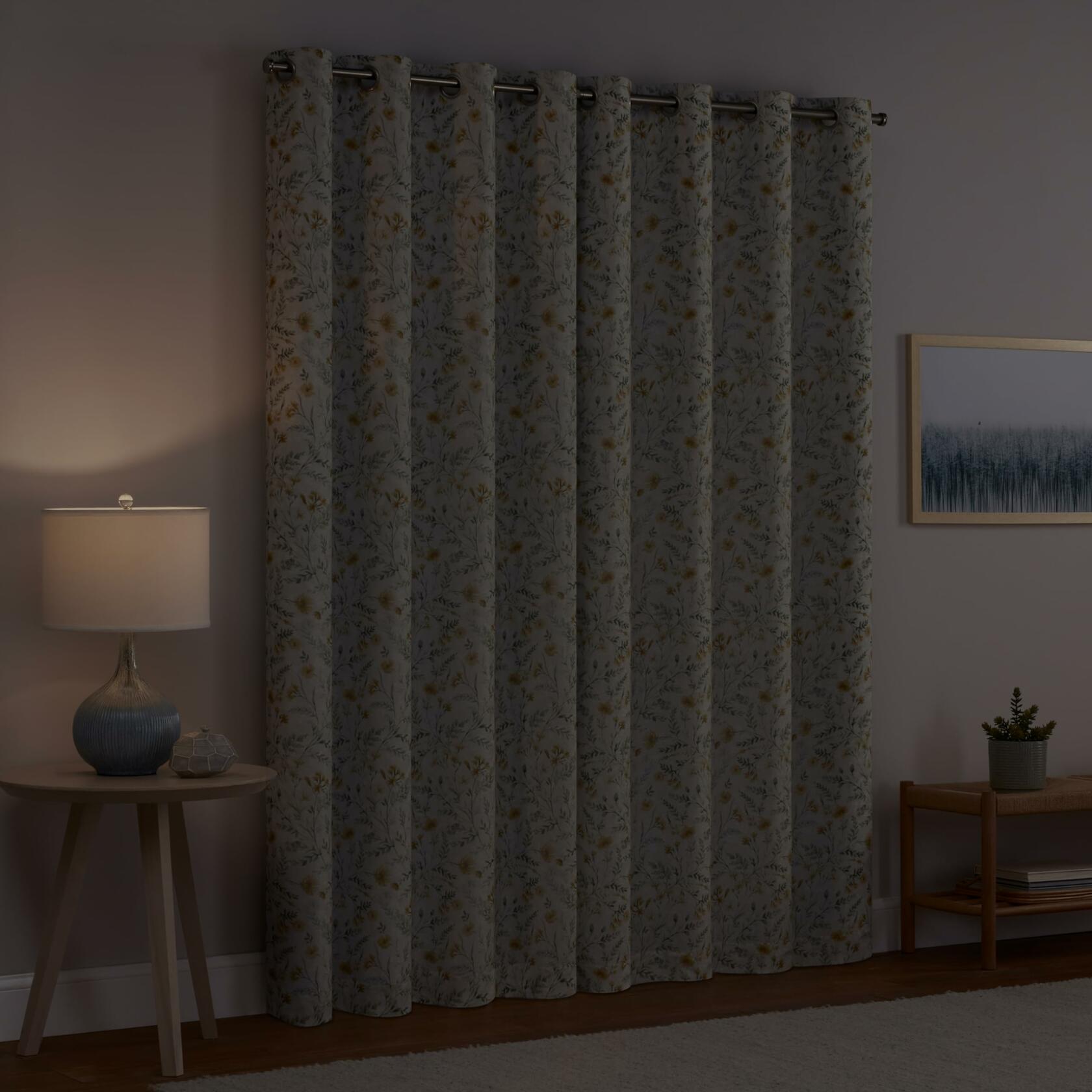 Eclipse Dutchess Botanical 100% Blackout Lined Grommet Curtains, Thermal Insulated Window Curtains for Living Room, Bedroom or Media Room, (1 Panel), 63 in Long x 50 in Wide, Aloe