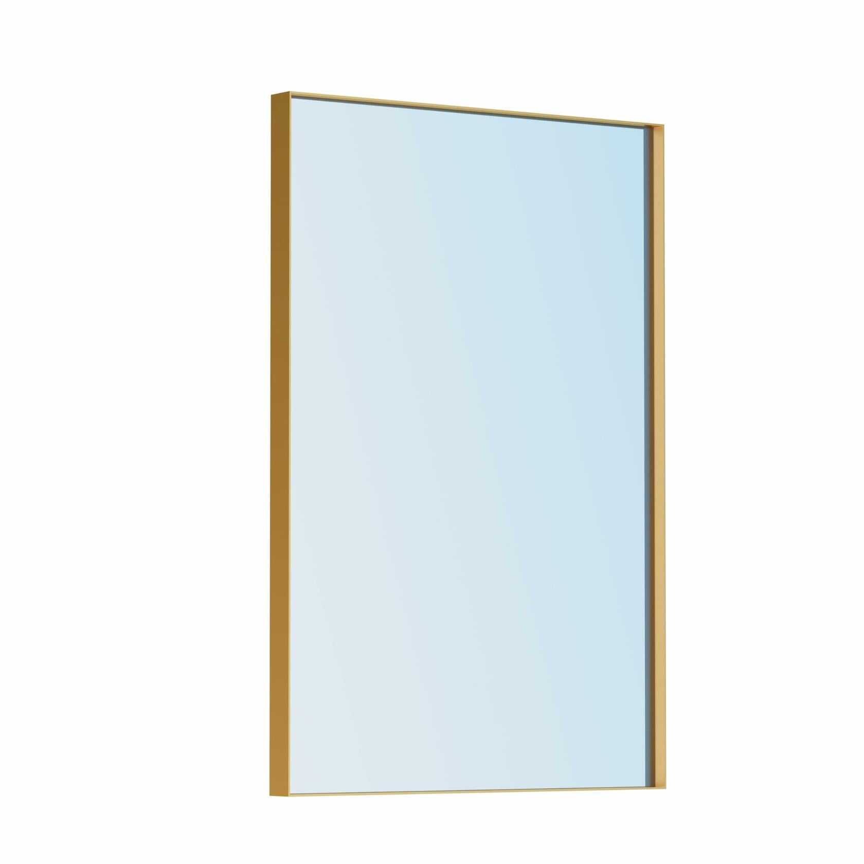 VocalStar 24 x 36 Inch Gold Bathroom Mirror, Square Corner Rectangle Brass Metal Framed Bathroom Vanity Mirrors for Wall, 1/4-inch Shatterproof Glass | Ultra-Flush Hanging