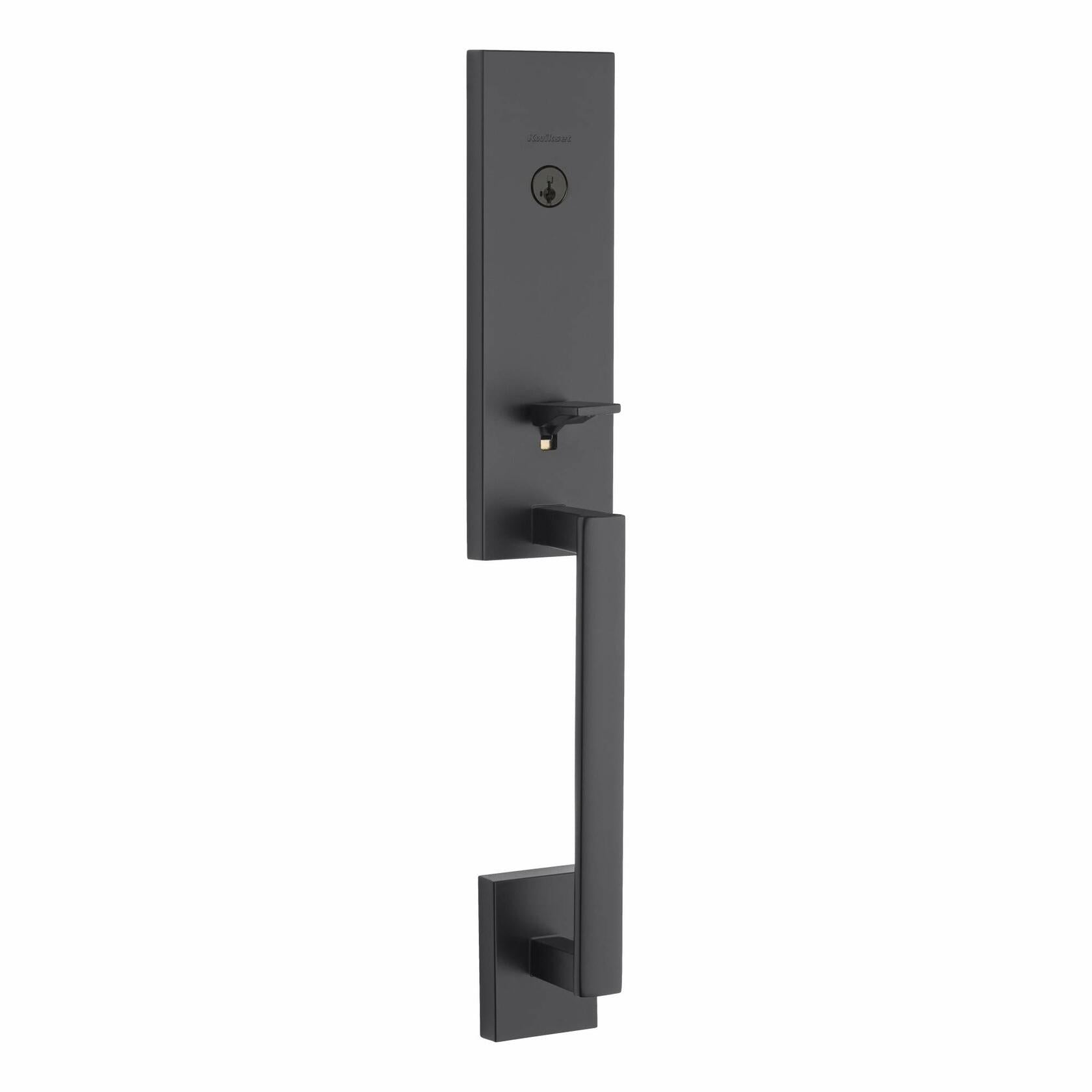 Kwikset 818VNHLIP-514S Single Cylinder Vancouver Exterior Handleset with SmartKey with RCAL Latch and RCS Strike Iron Black Finish