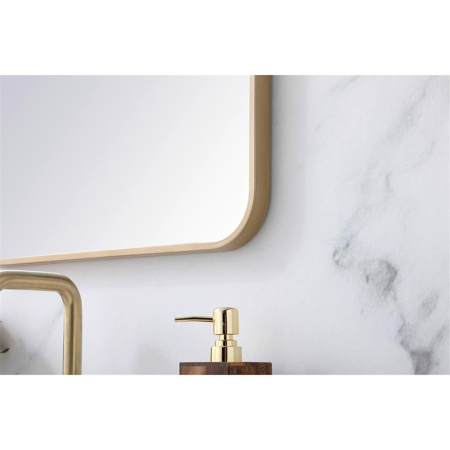 Elegant Decor Evermore 20x30 Soft Corner Metal Rectangular Mirror in Brass