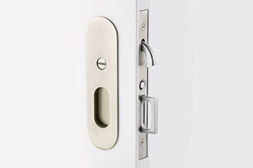 Emtek Pocket Door Mortise - Narrow Oval Privacy Function (Satin Nickel)