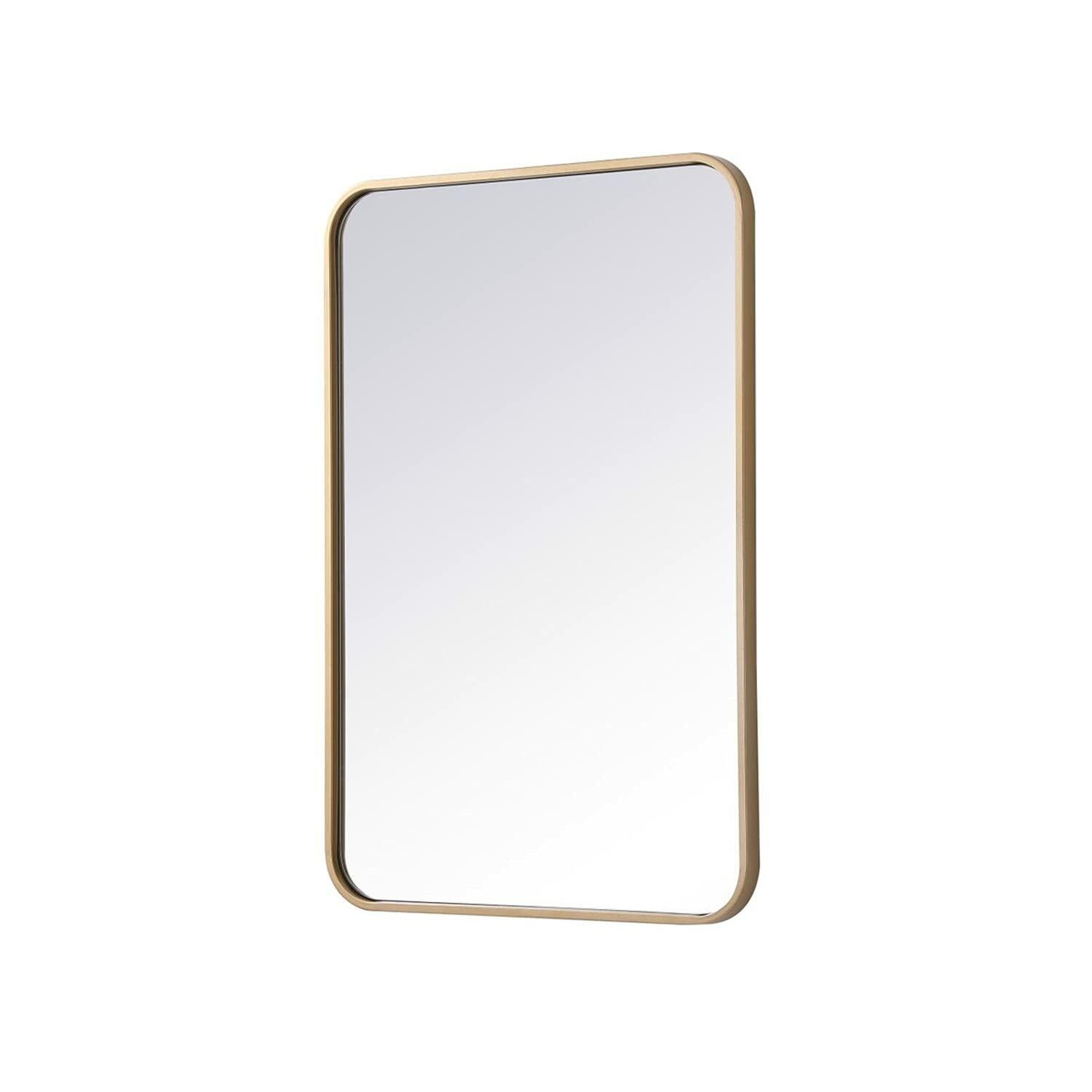 Elegant Decor Evermore 20x30 Soft Corner Metal Rectangular Mirror in Brass