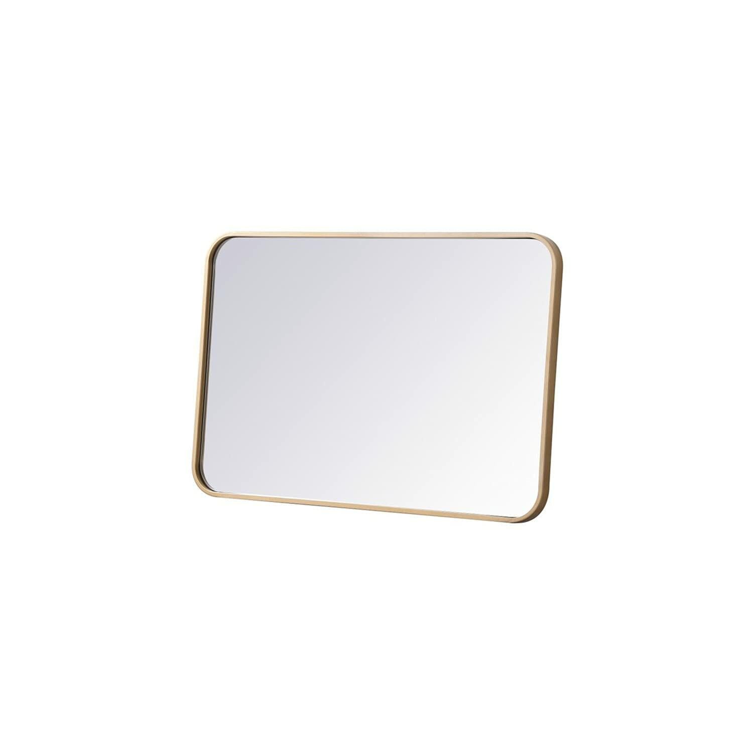 Elegant Decor Evermore 20x30 Soft Corner Metal Rectangular Mirror in Brass