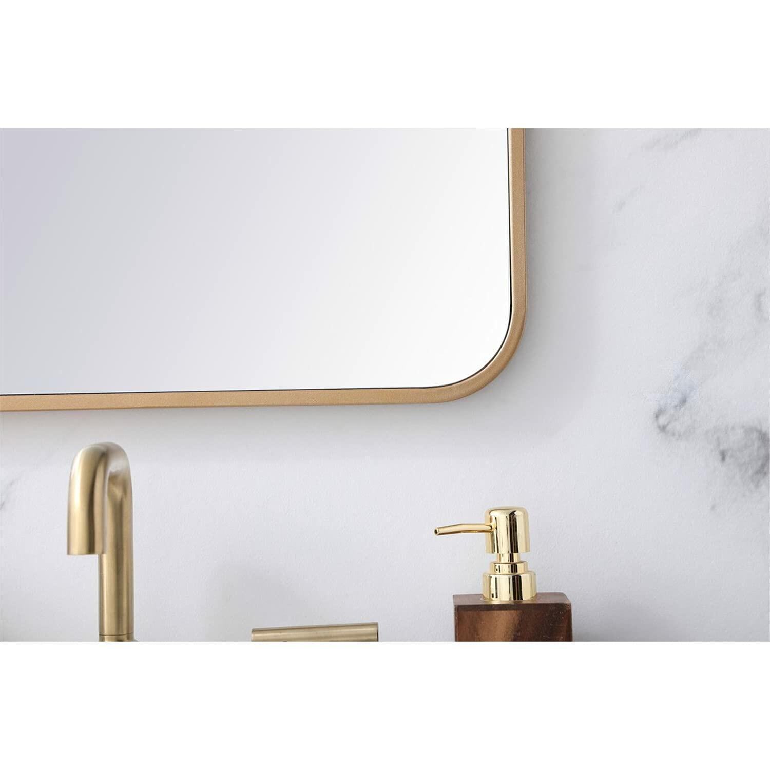 Elegant Decor Evermore 20x30 Soft Corner Metal Rectangular Mirror in Brass