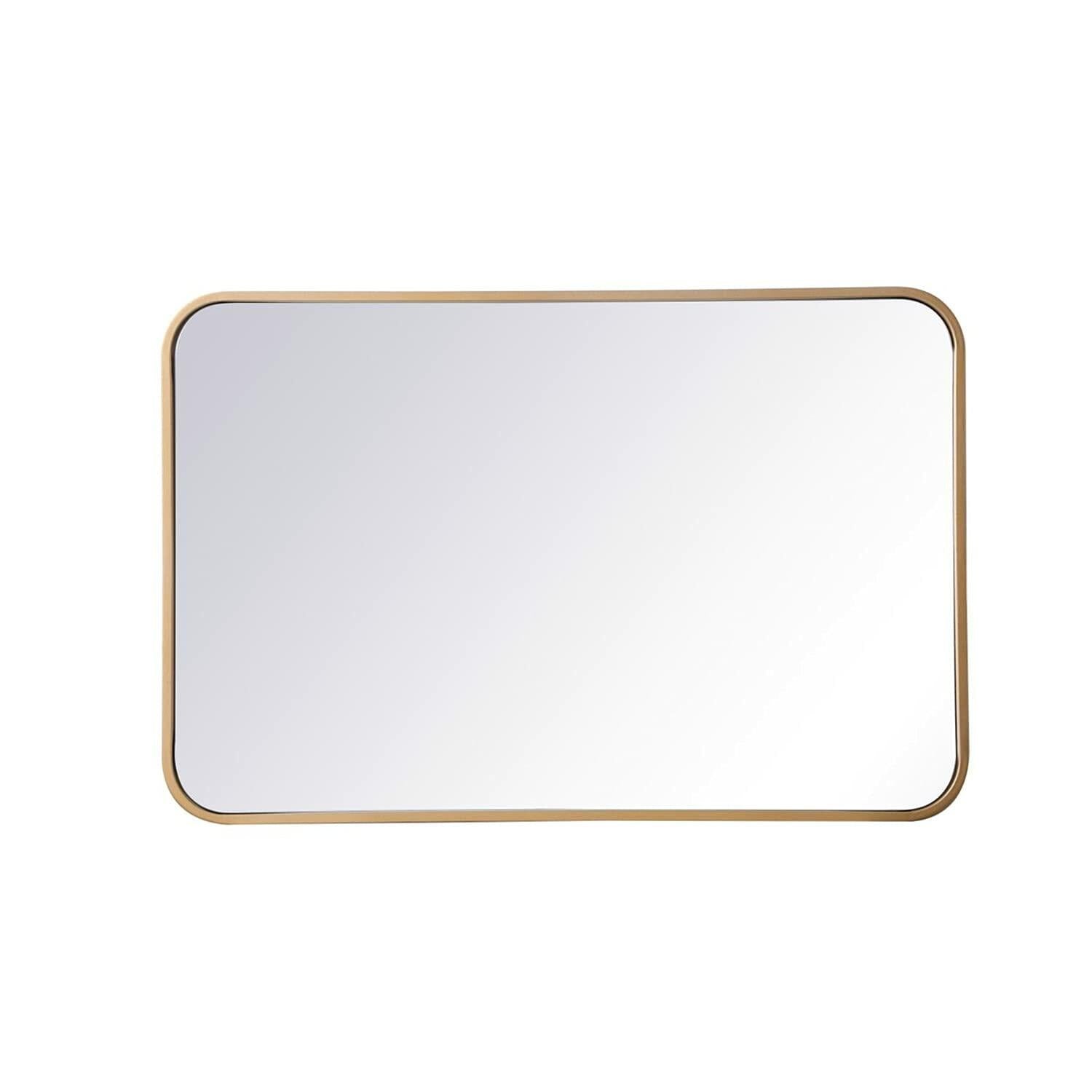 Elegant Decor Evermore 20x30 Soft Corner Metal Rectangular Mirror in Brass
