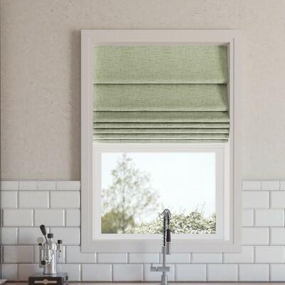 Sun Zero Somerton Textured 100% Blackout Cordless Roman Shade 31 x64 Sage Green