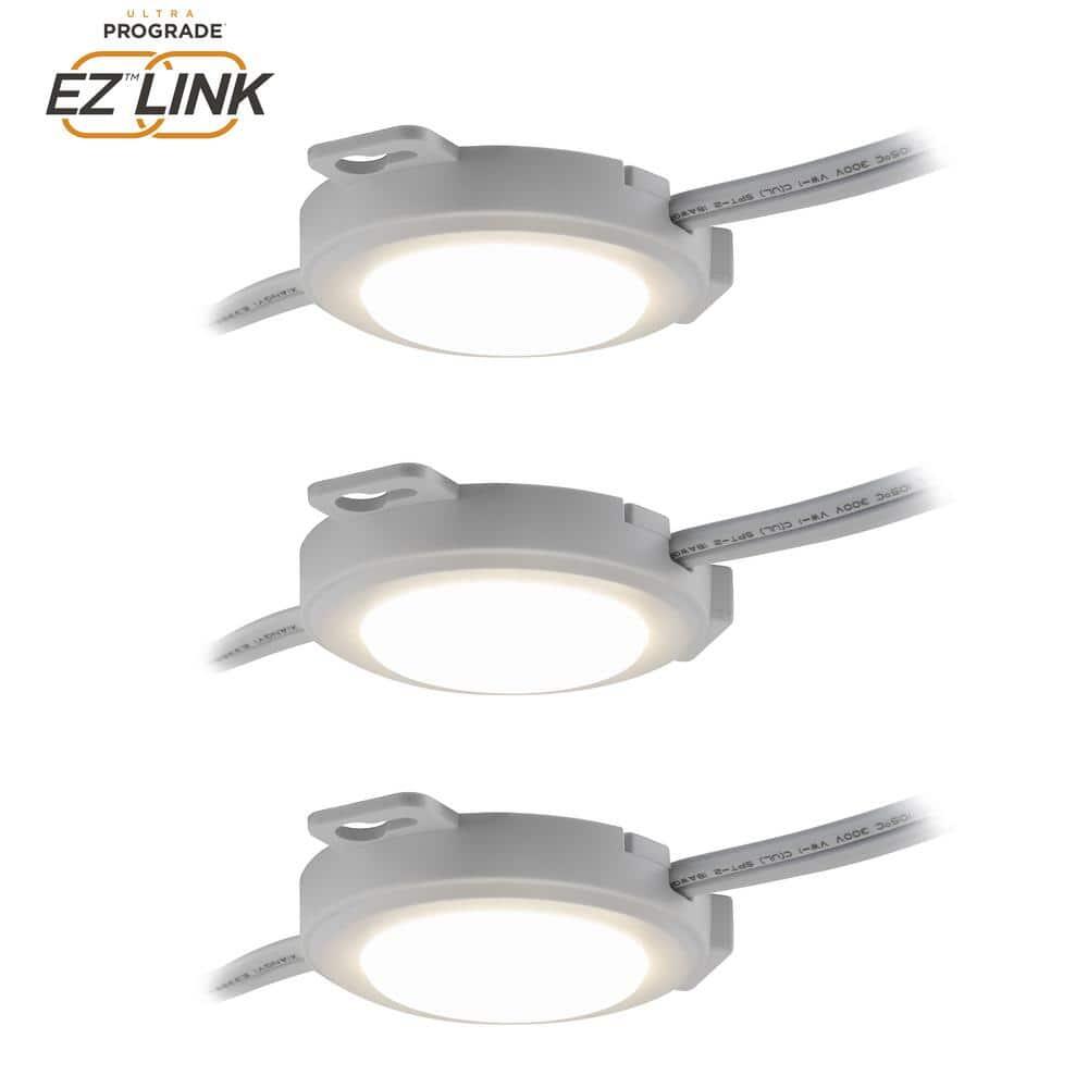 ULTRA PROGRADE EZ Link Linkable Plug-in LED White Puck Light with High/Low Switch (3-Pack)