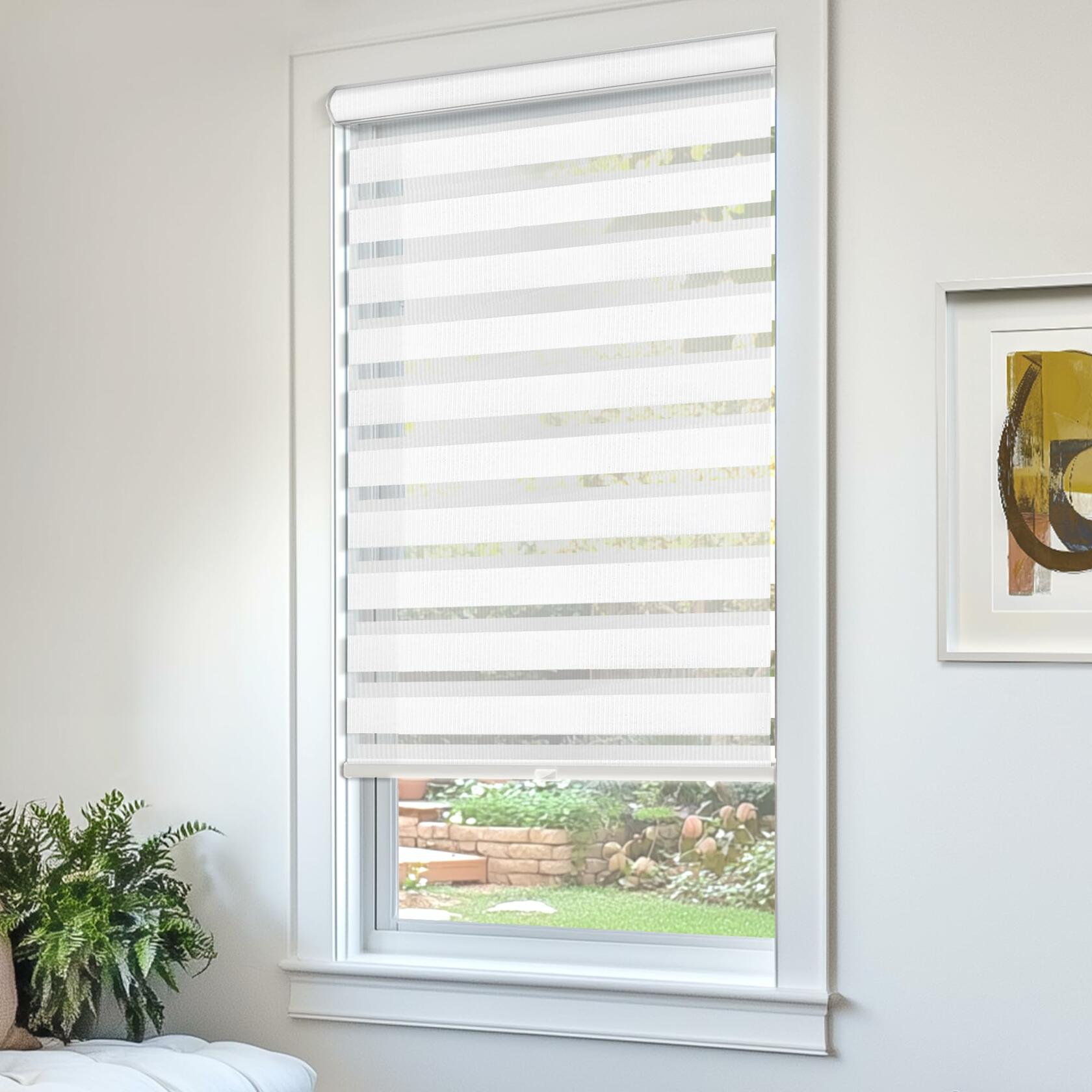 CHICOLOGY Zebra Blinds , Roller Window Shades , Blinds for Windows , Roller Shades for Windows , Window Shades for Home , Window Shades , Pull Down Shades for Windows , 35"W X 72"H , Basic Arctic