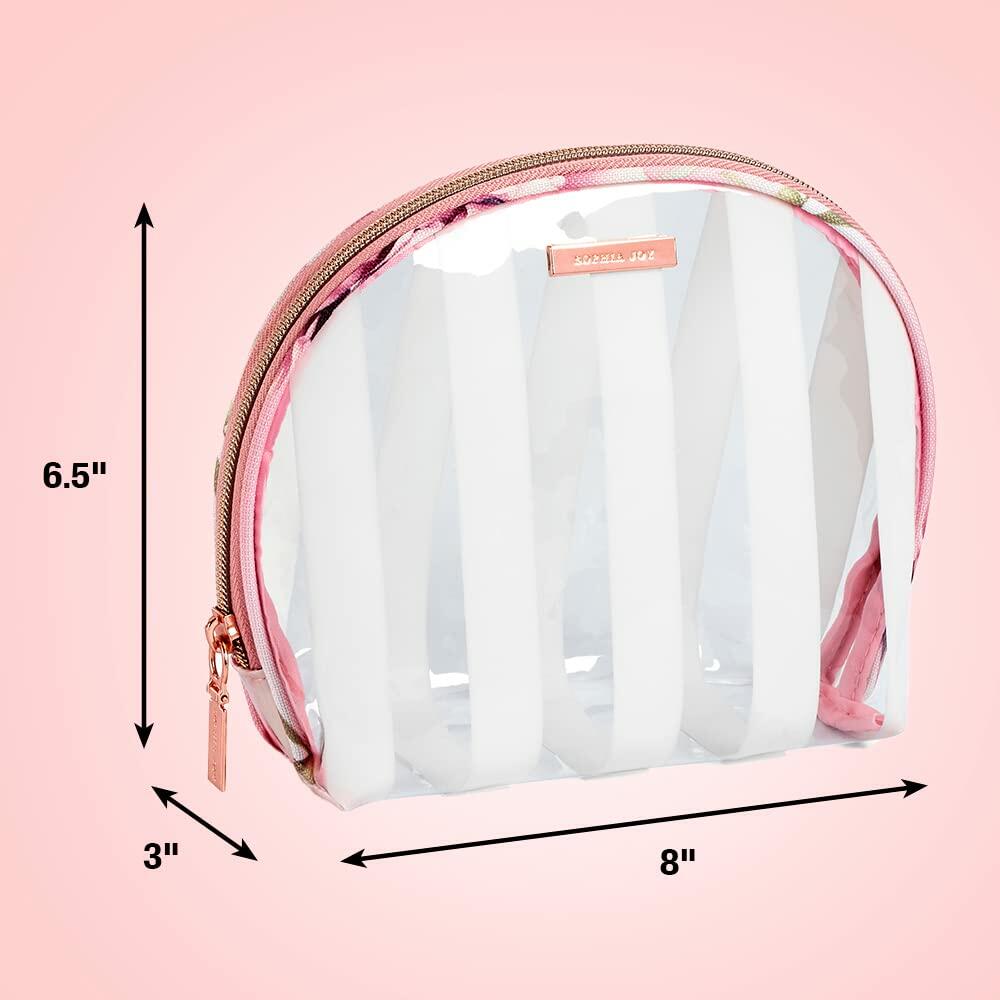 Conair Small Makeup Bag, Cosmetic Bag for Everyday Touch-Ups or Jewelery, Perfect Size for Purse or Carry-On, Small Organizer Shape in Pink Floral Print