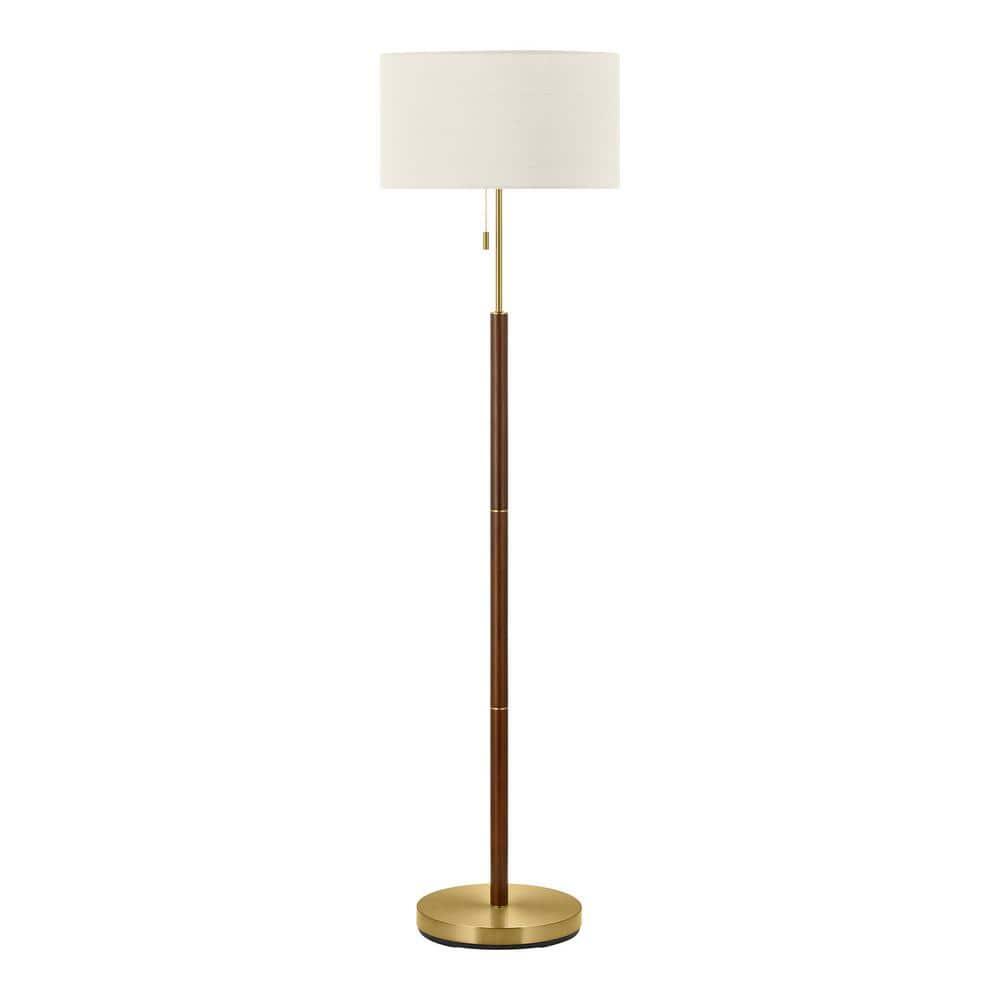 Truman 58 in. Walnut and Brass Floor Lamp