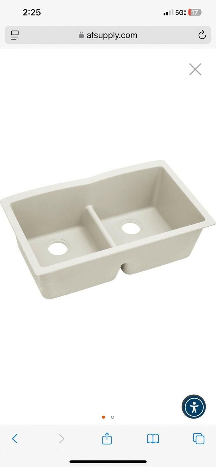 Elkay Quartz Luxe® 33"x 19" x 10" Double Bowl Undermount Kitchen Sink In Ricotta