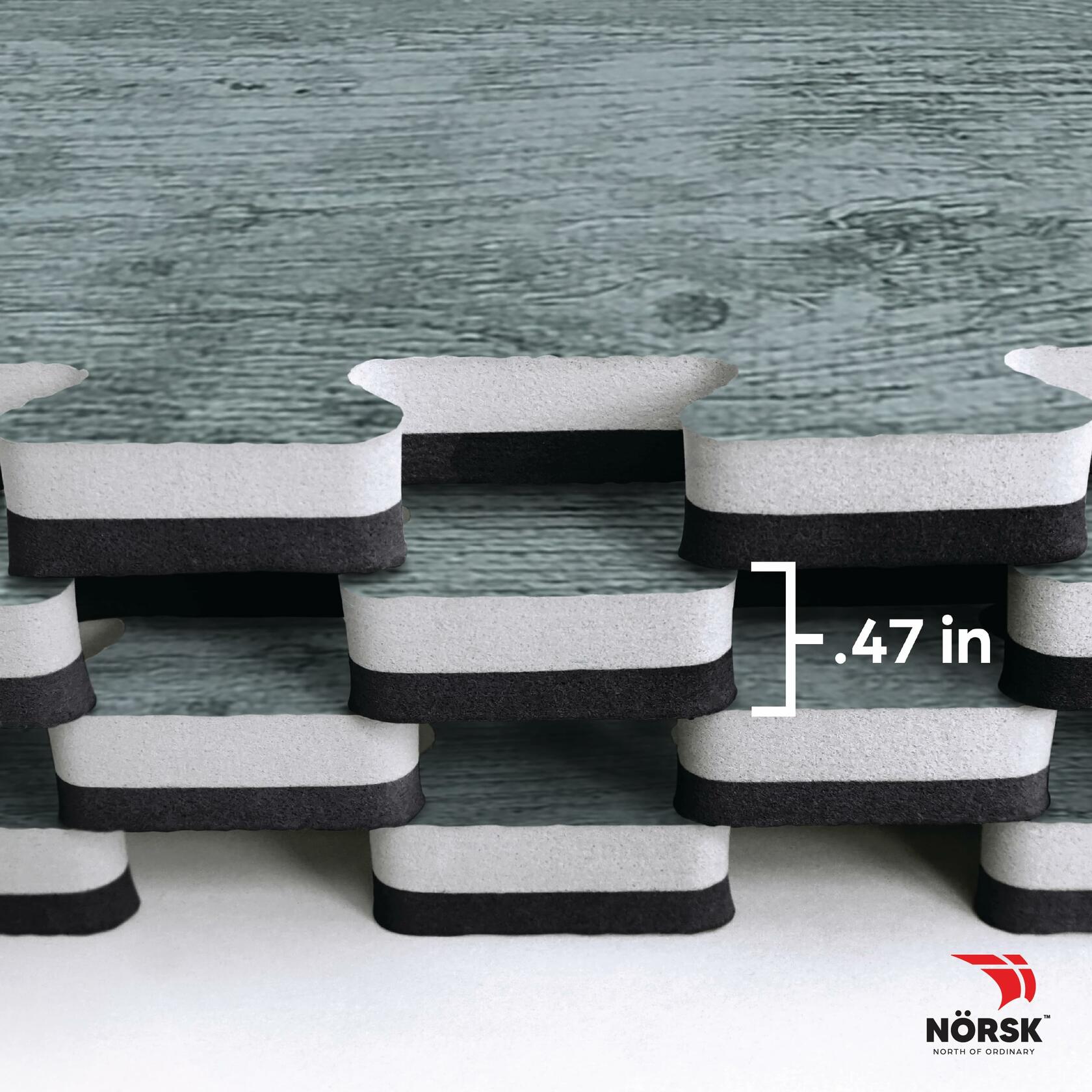 Décor by NÖRSK Reversible Interlocking Faux Wood Foam Floor Tiles, 24 X 24 X .47", 4-Pack, 16 Square Feet, Driftwood/Black