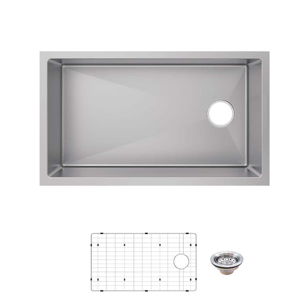 Tight Radius 31 in. Undermount Single Bowl 18 Gauge Stainless Steel Kitchen Sink